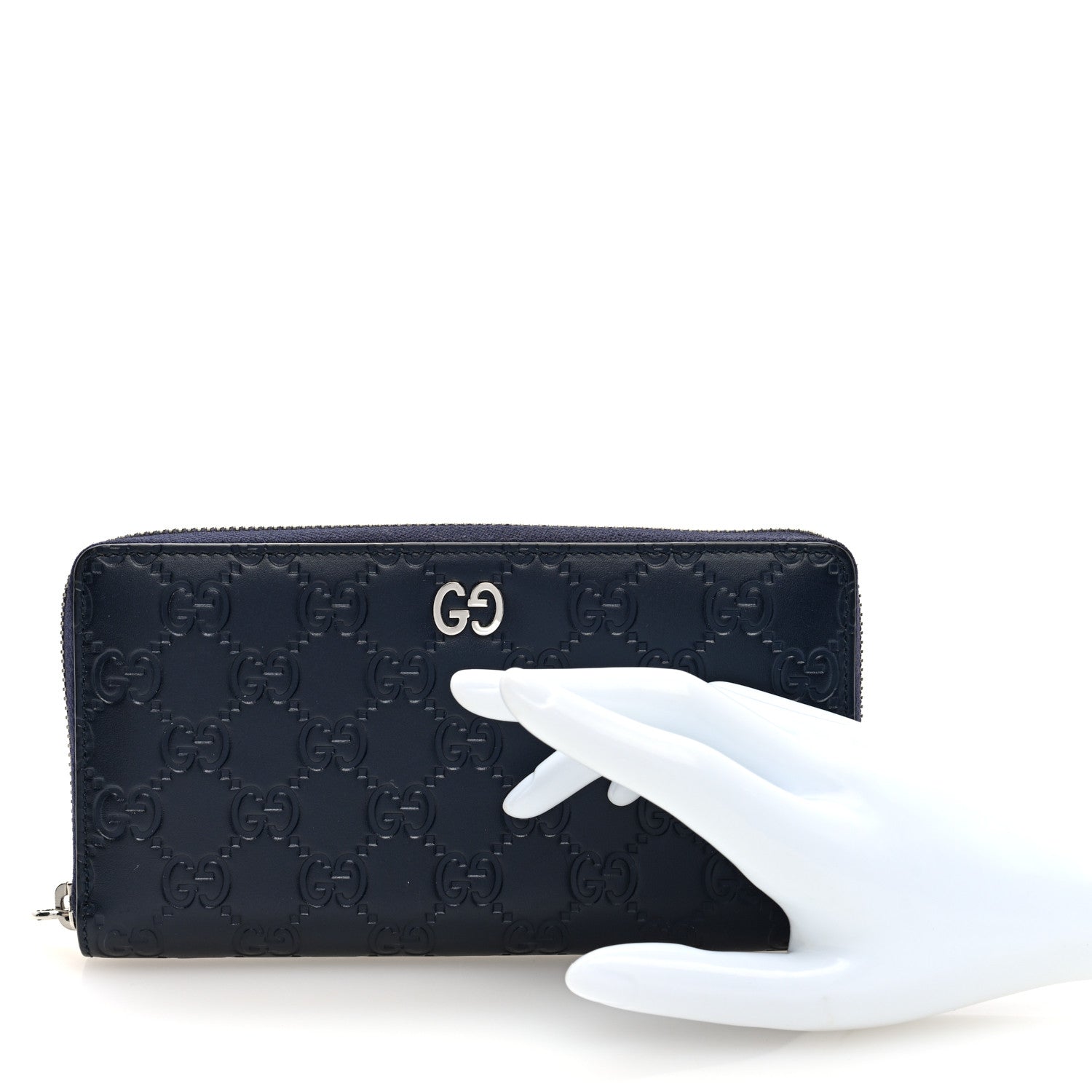 Guccissima Signature Dorian Zip Around Wallet Blue