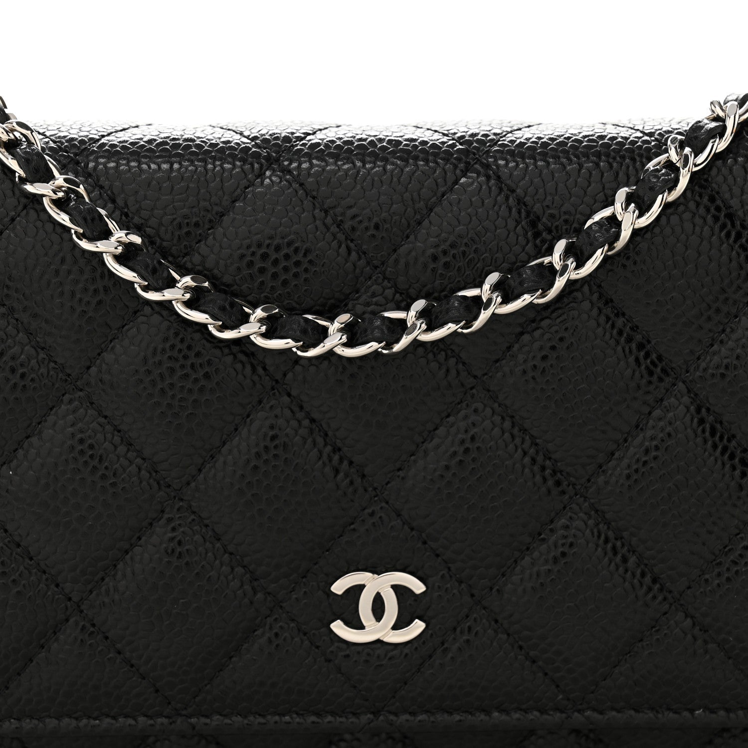 Caviar Quilted Wallet on Chain WOC Black