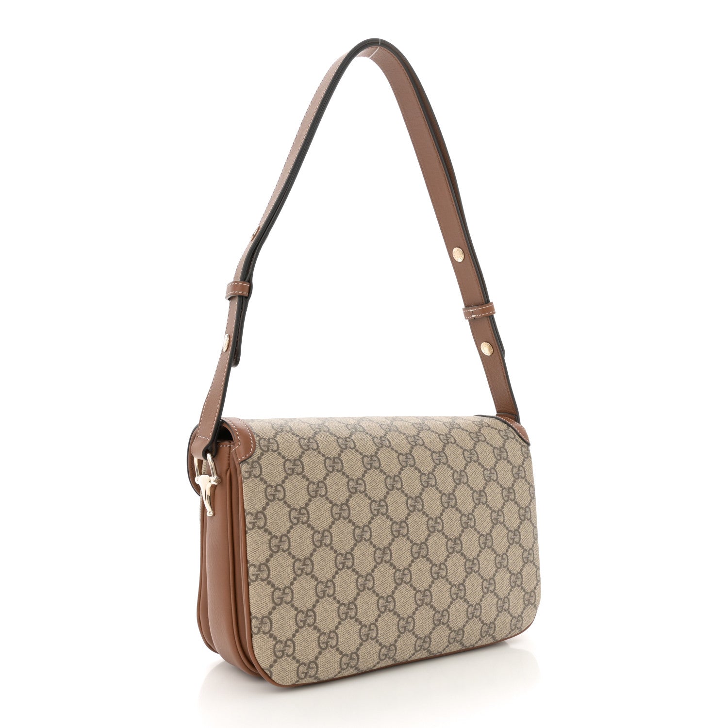 GG Supreme Monogram Horsebit 1955 Soft Small Shoulder Bag Beige Brown