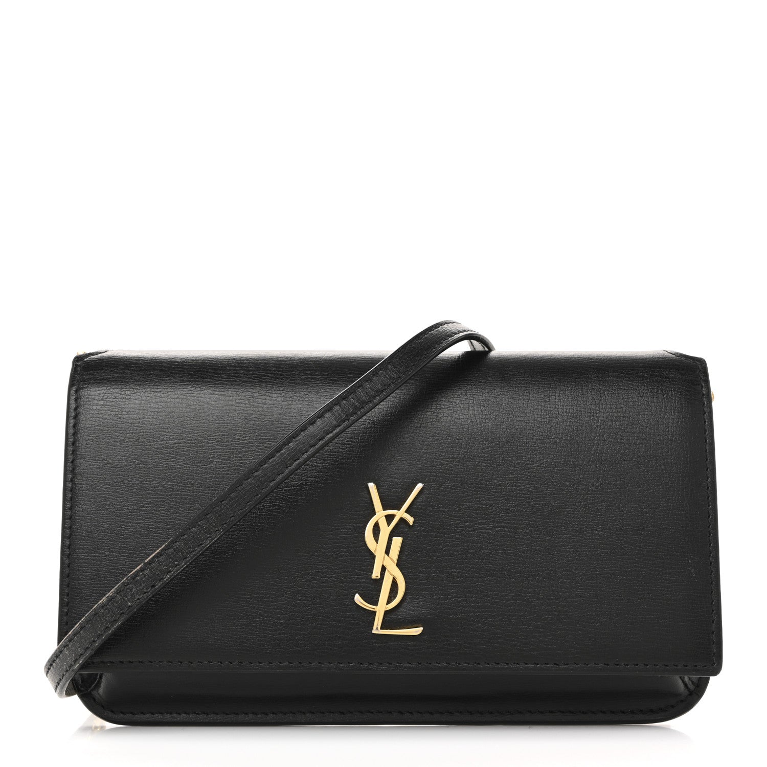 Smooth Calfskin Monogram Phone Holder Crossbody Black
