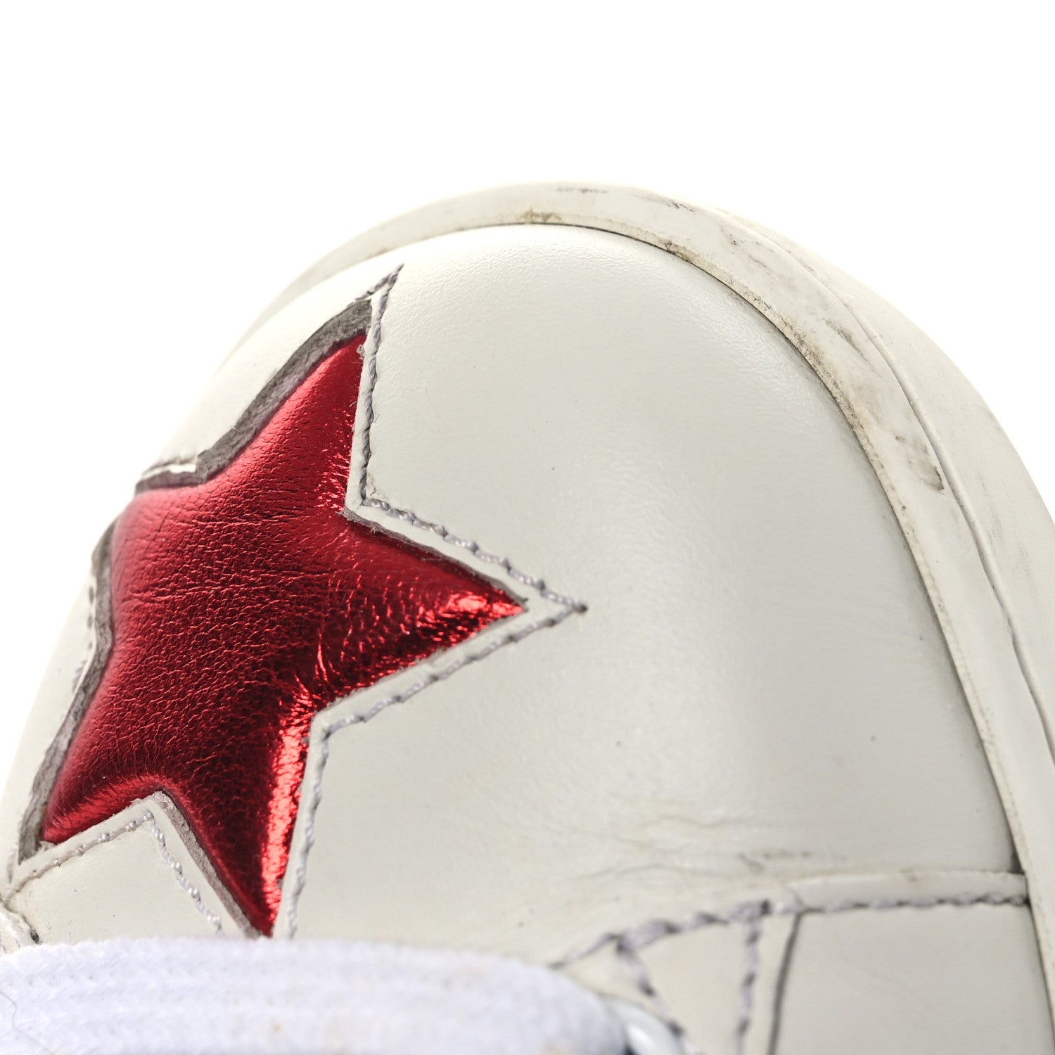 Calfskin Ayers Web Star Embroidered Womens Ace Sneakers 37 White Multi