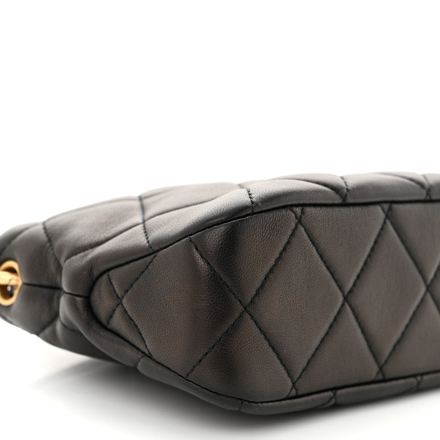 Lambskin Quilted Small CC Chain Hobo Black
