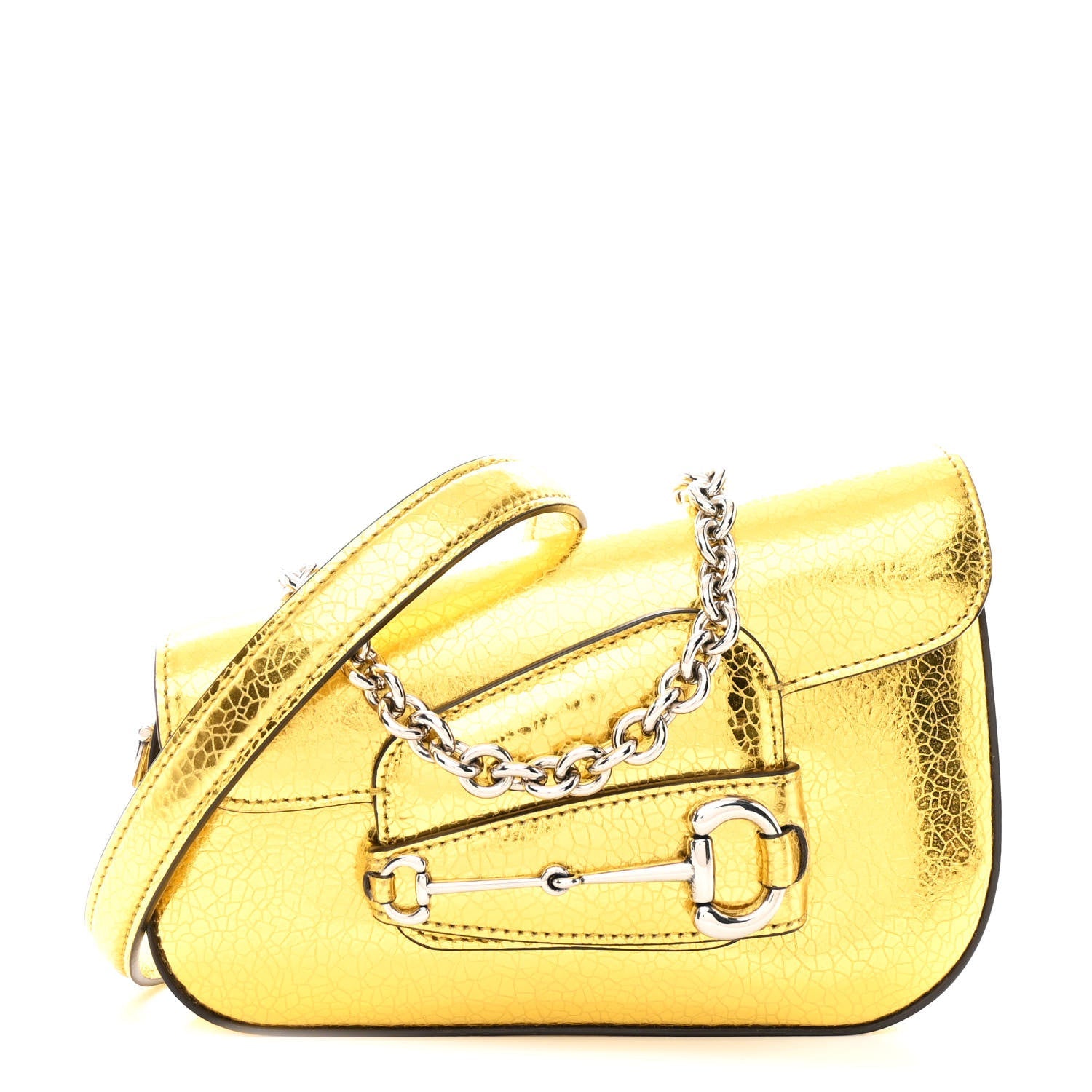 Metallic Calfskin Mini Horsebit 1955 Asymmetric Shoulder Bag Gold