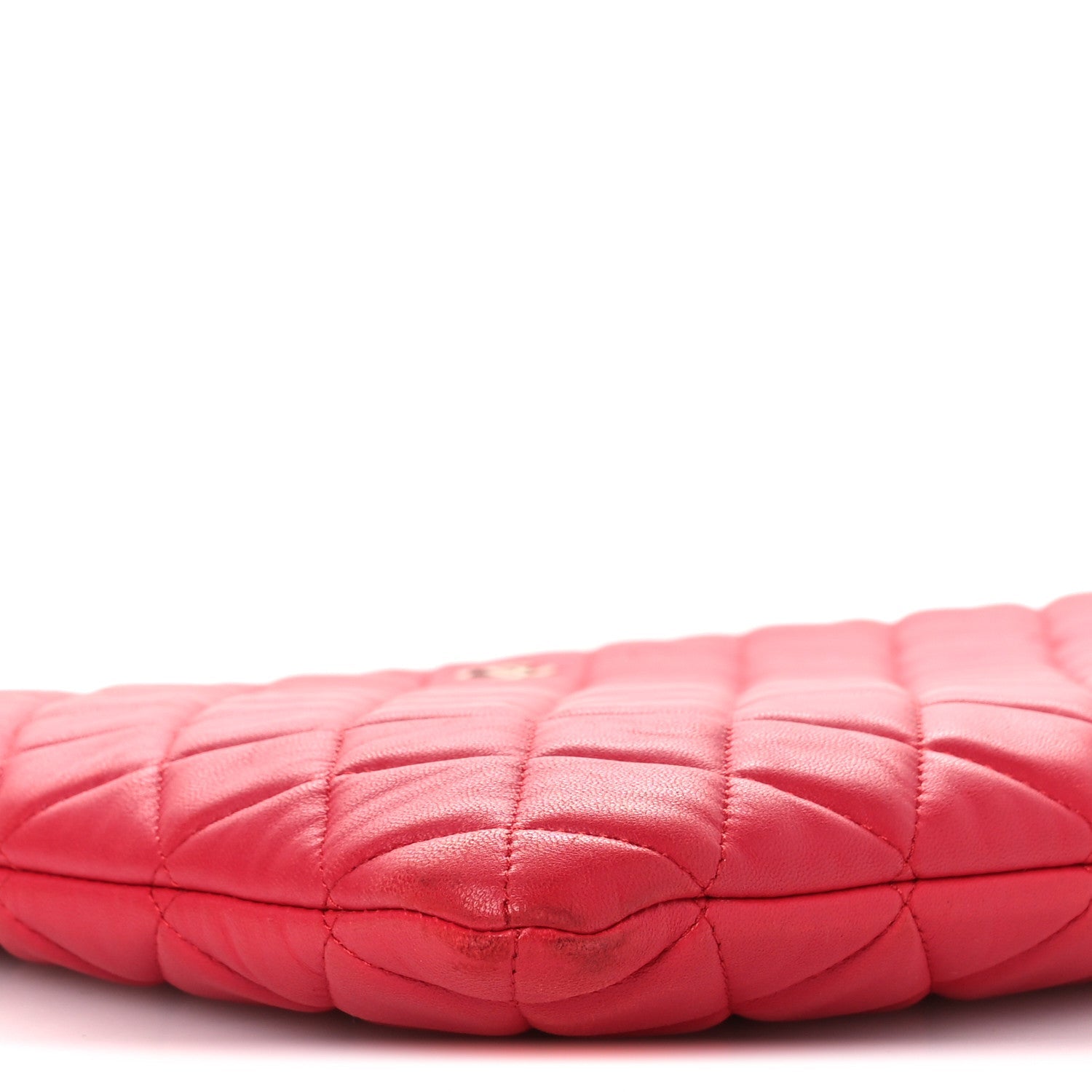 Lambskin Quilted Large Cosmetic Case Red