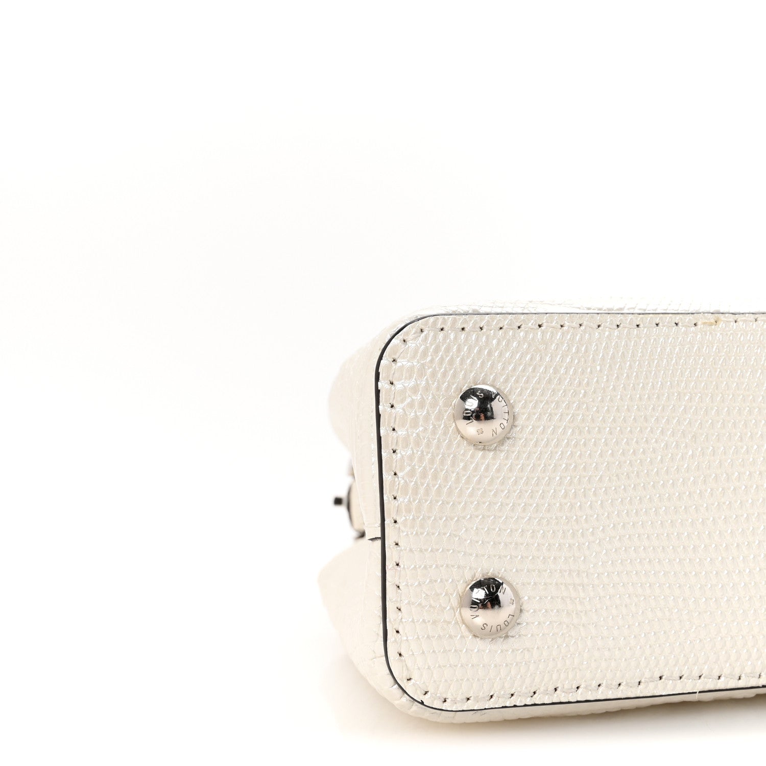 Lizard Baroque Embossed Capucines Mini Ivory Sparkle
