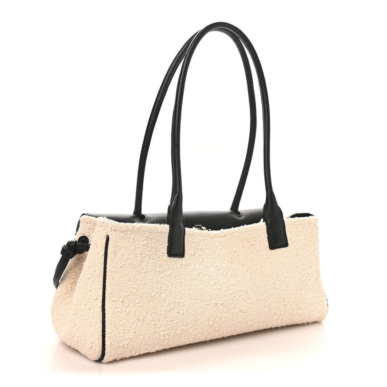 Grained Calfskin Boucle Urban Essentials Small Shopping Bag Black Ivory