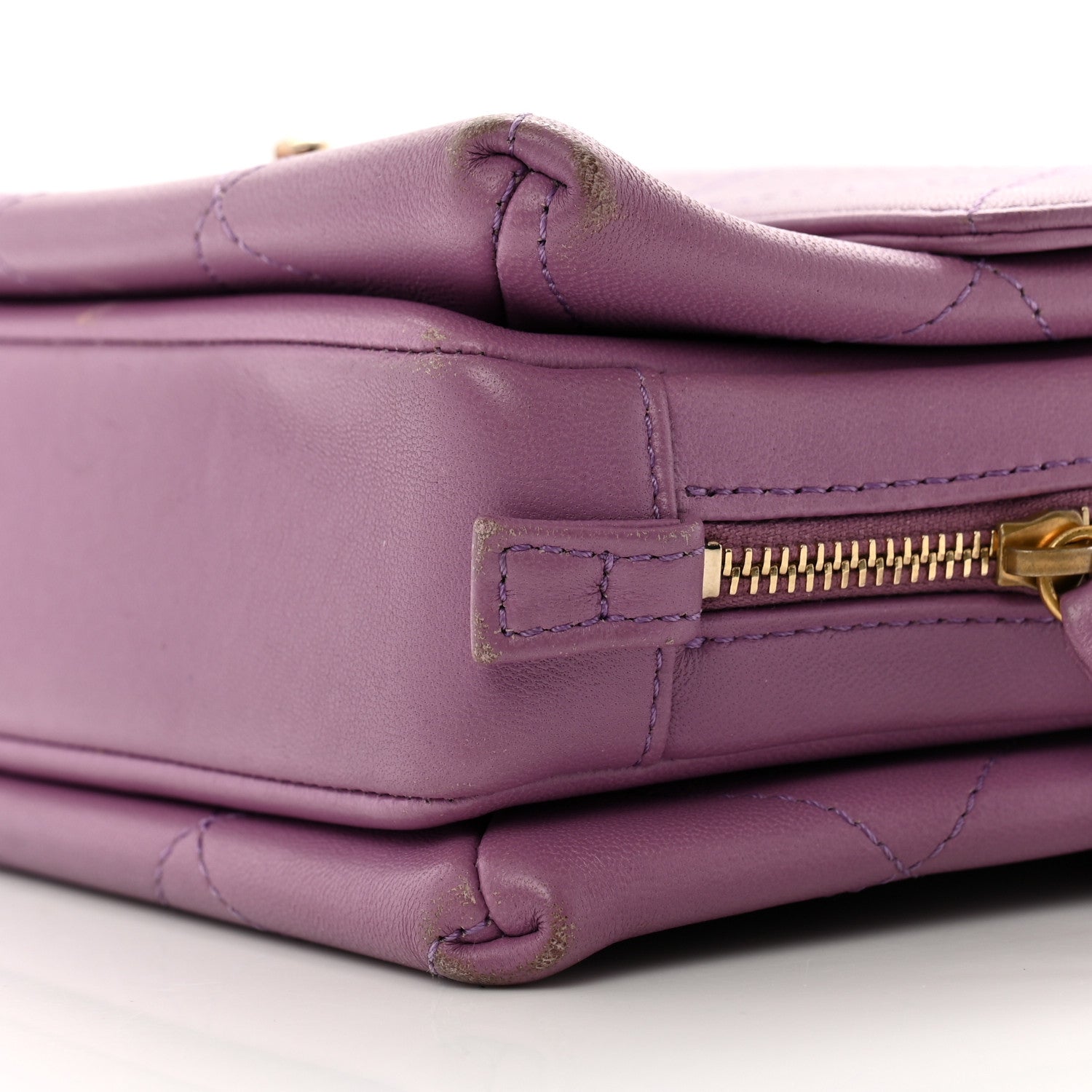 Lambskin Sleek And Chic Flap Purple