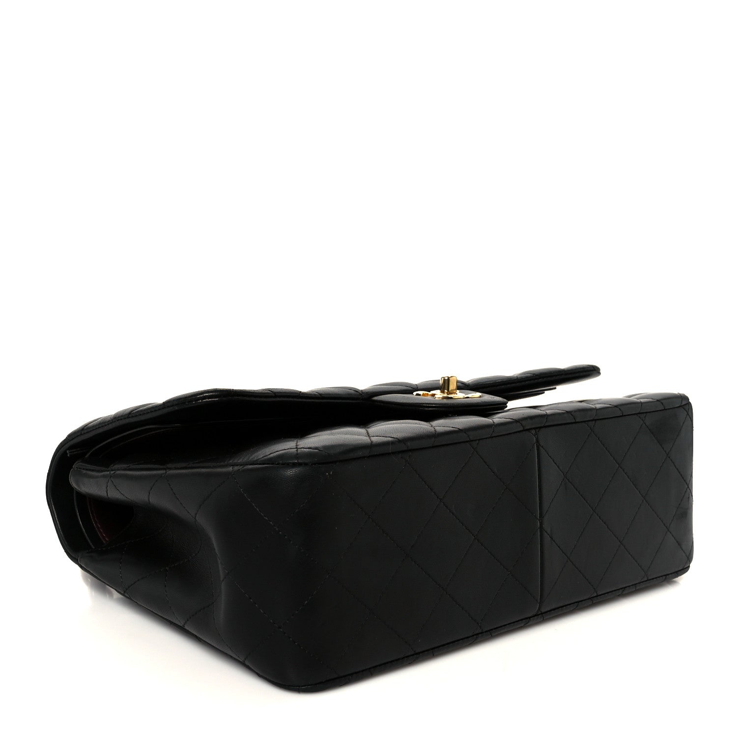 Lambskin Quilted Jumbo Double Flap Black