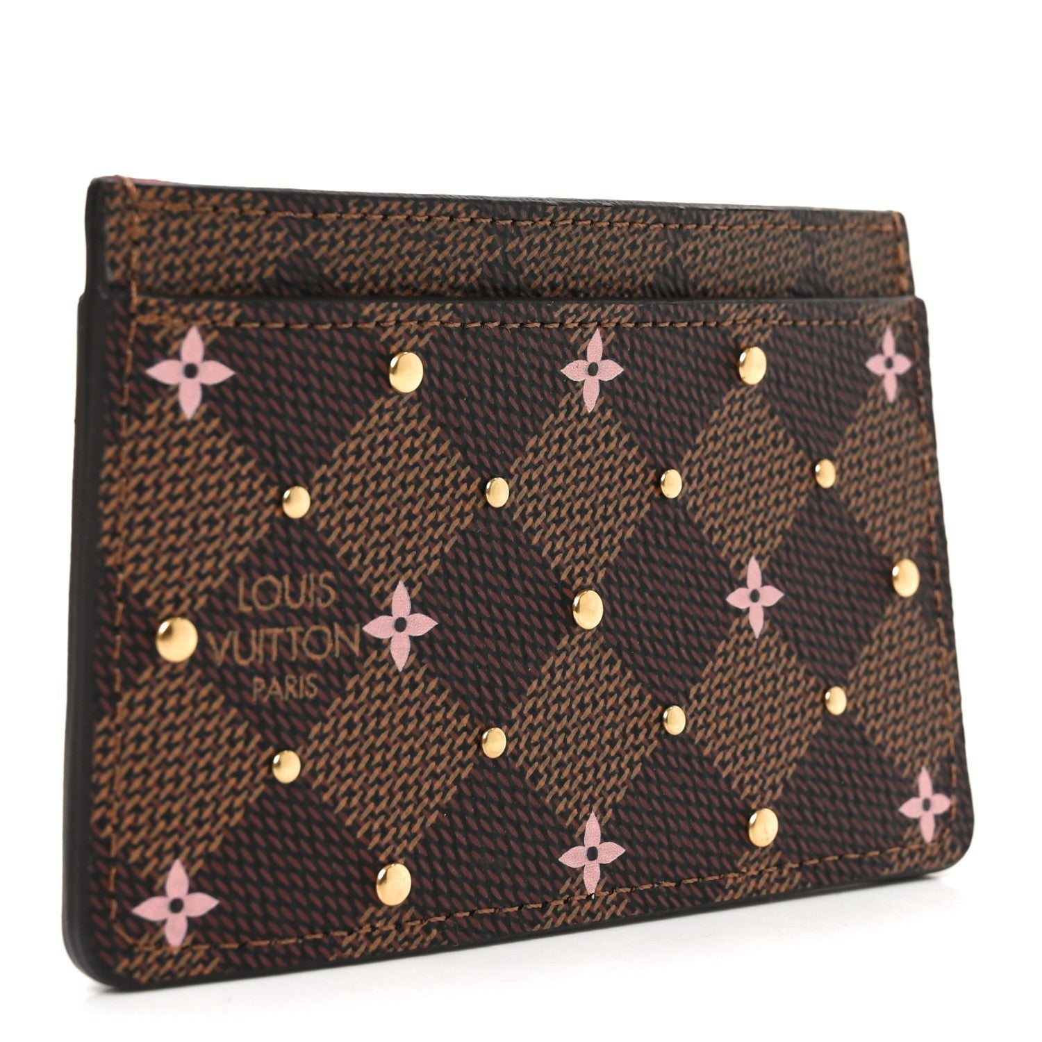 Damier Ebene Studded Card Holder