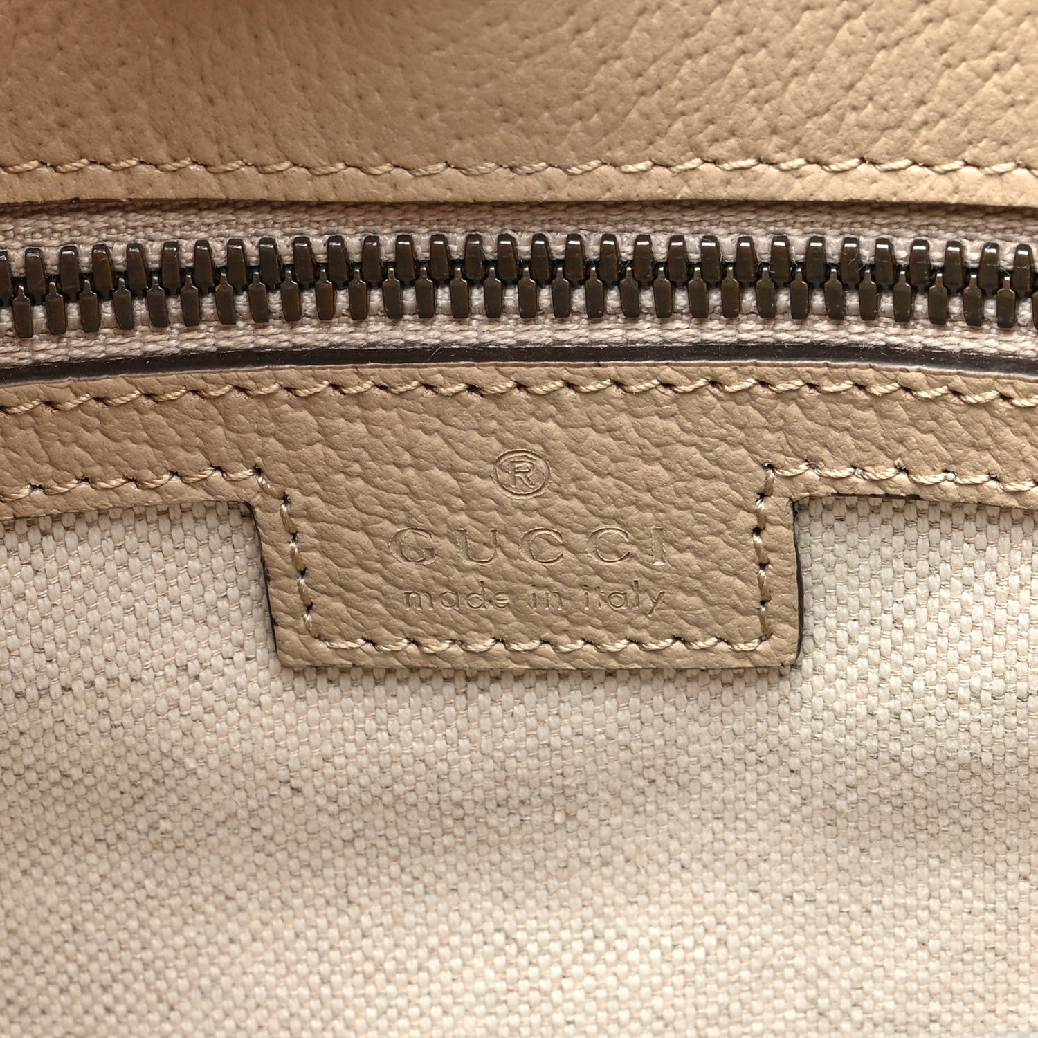 GG Supreme Monogram Textured Dollar Calfskin Small Retro Interlocking G Tote Bag Beige Mystic White Oatmeal