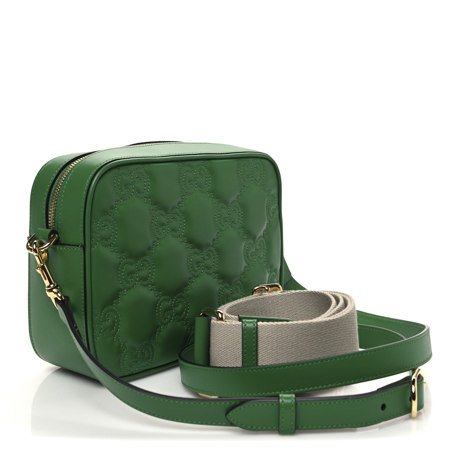 Calfskin GG Matelasse Shoulder Bag Spring Green Natural