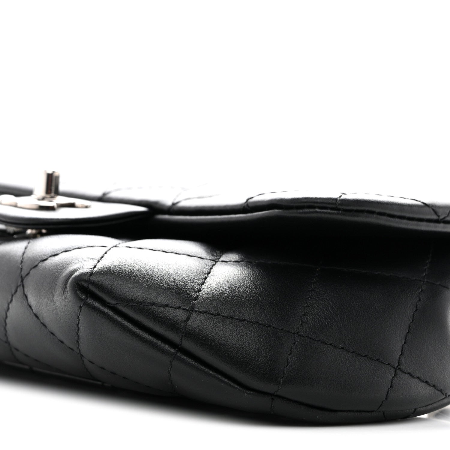 Calfskin Quilted CC Uniform Flap Belt Bag Black
