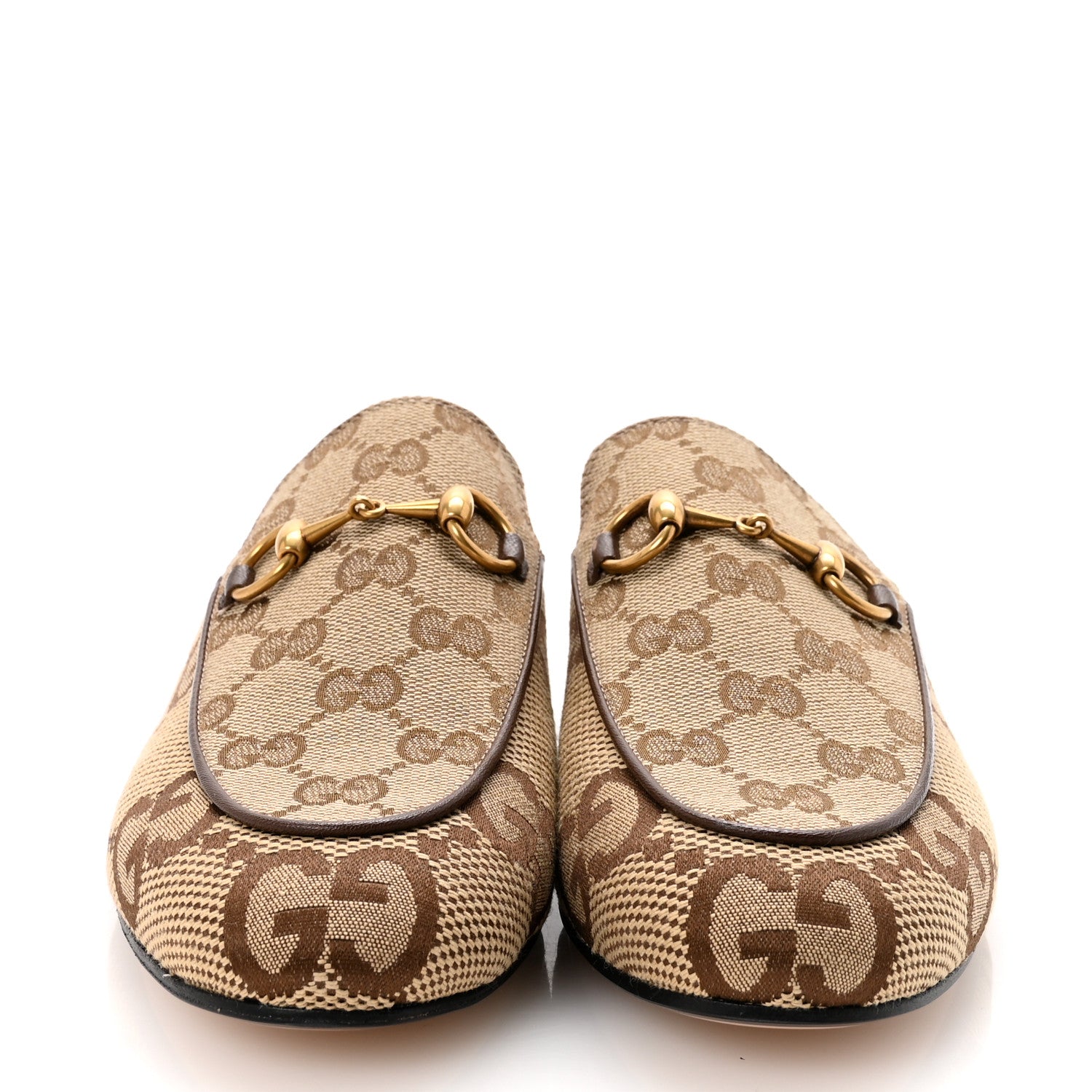 Monogram Jumbo GG Malaga Kid Womens Princetown Slippers 35.5 Camel Ebony New Acero Beige