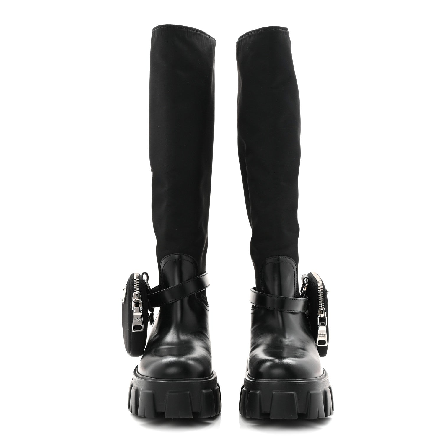 Spazzolato Rois Re-Nylon Metal Triangle Logo Monolith Pouch Pocket 55mm Tall Boots 39 Black