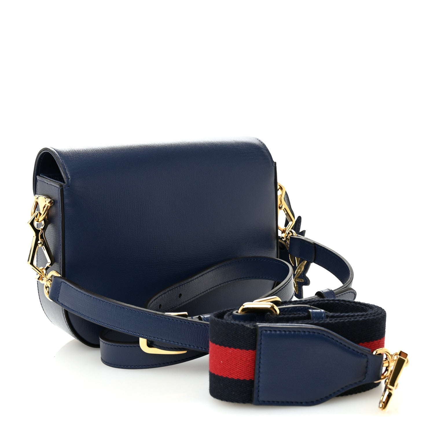 Azalea Calfskin Web Mini Horsebit 1955 Shoulder Bag Navy