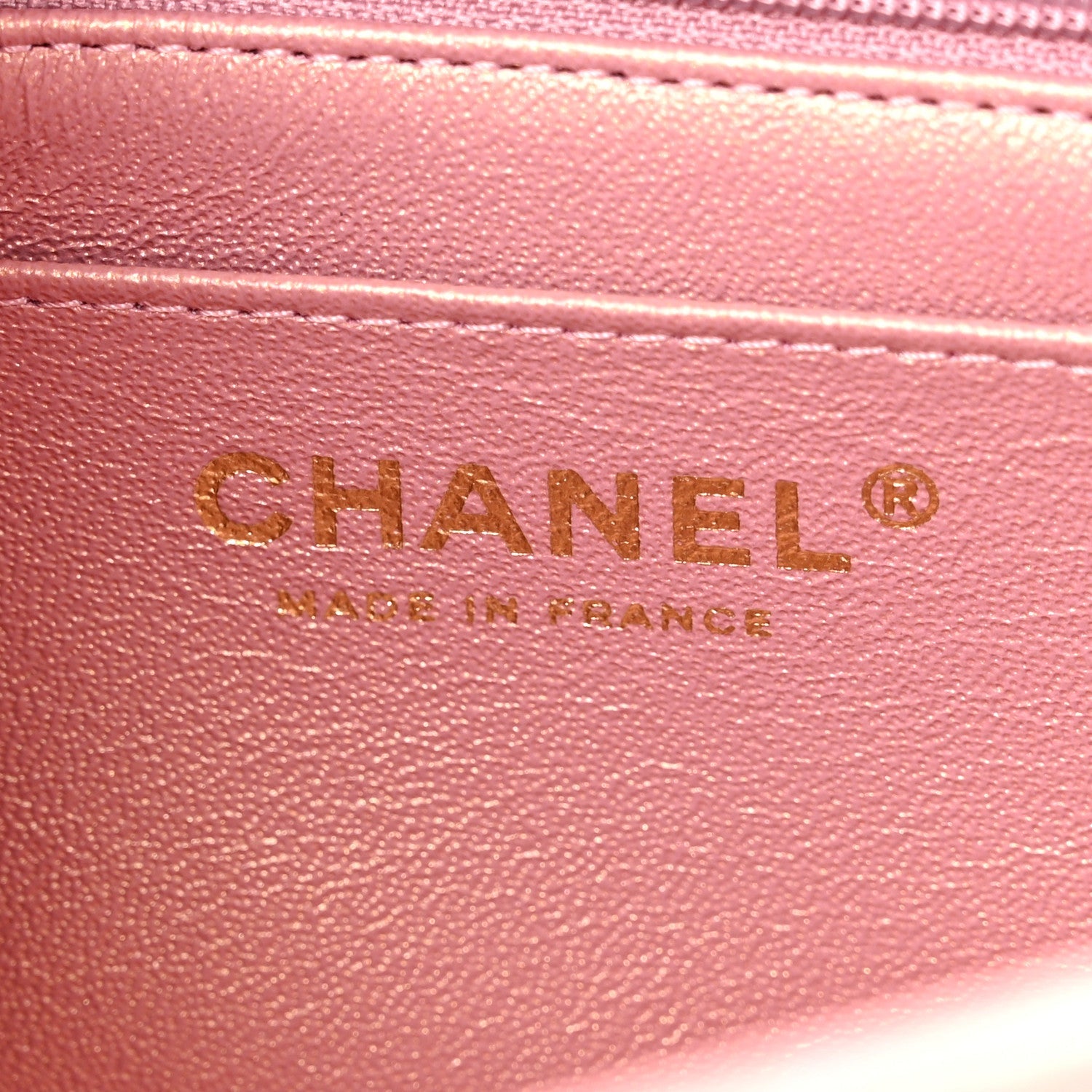 Iridescent Lambskin Quilted Mini Top Handle Rectangular Flap Pink