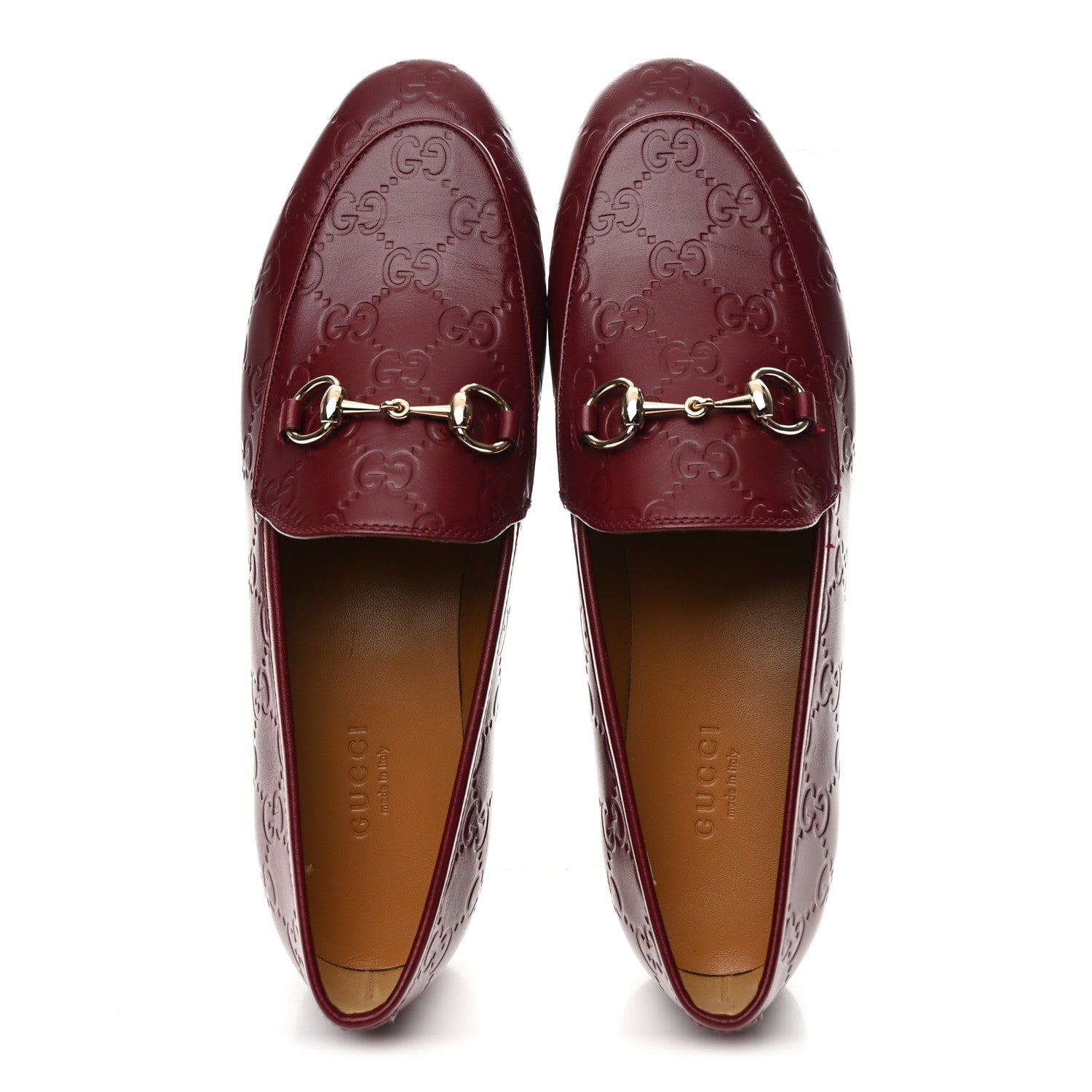 Betis Glamour Calfskin Guccissima Womens Jordaan Loafers 37.5 Rosso Ancora