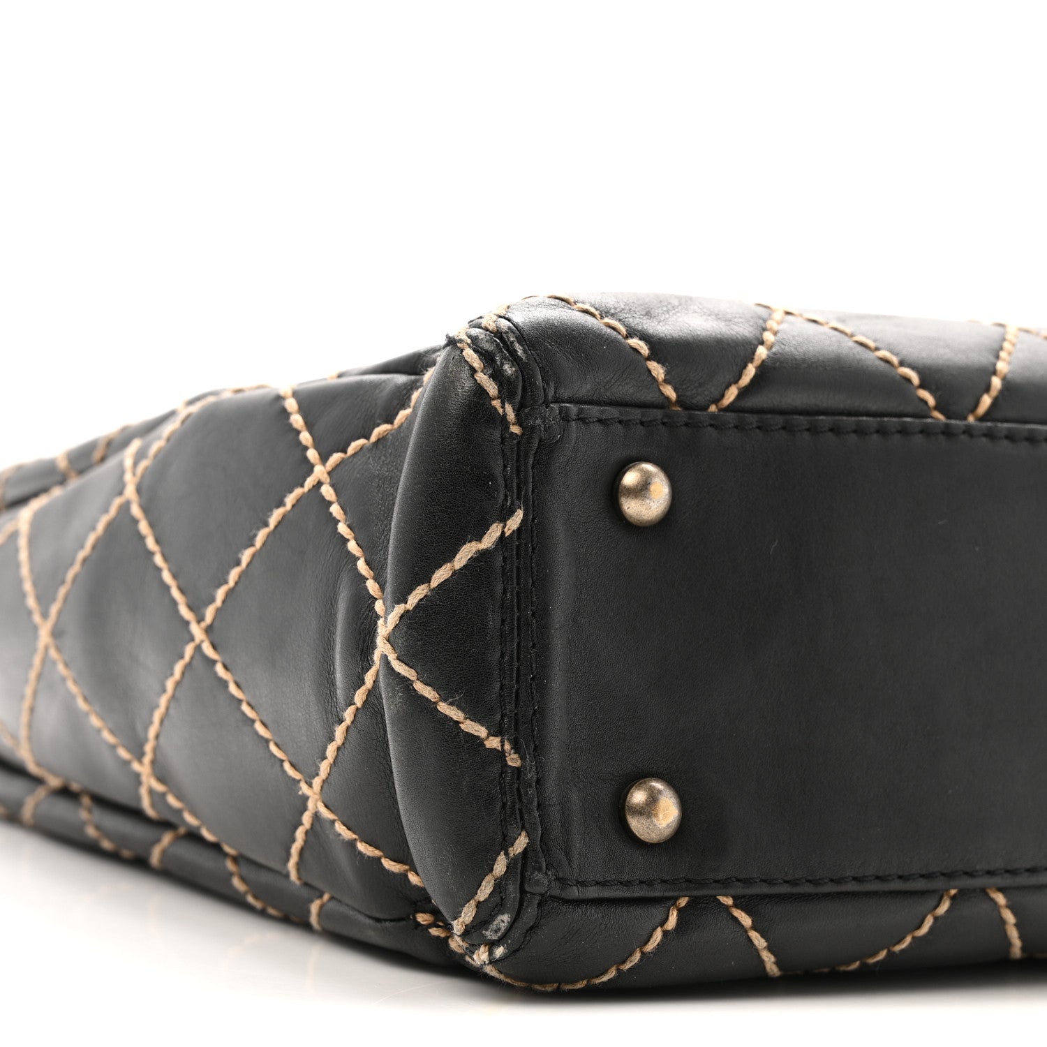 Calfskin Wild Stitch Large Tote Black