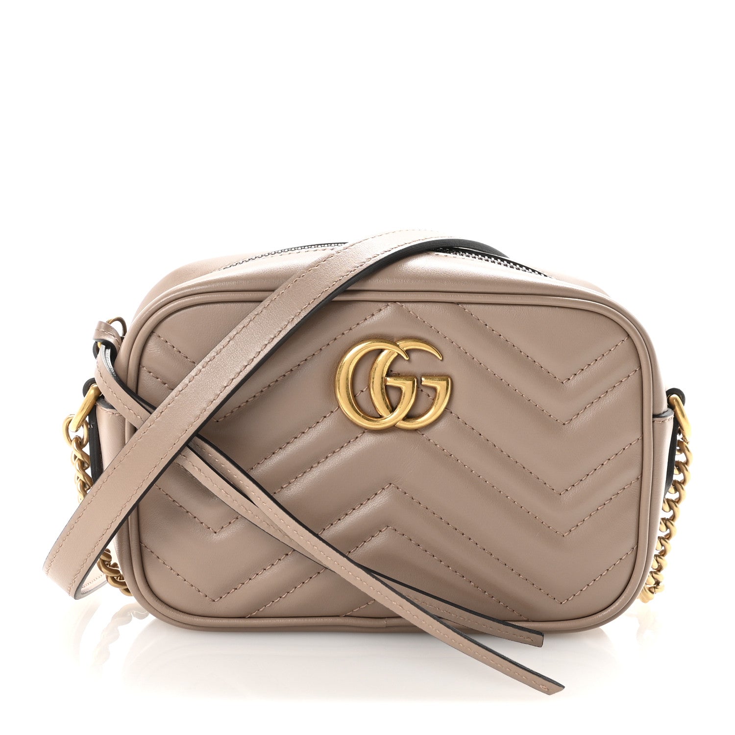 Calfskin Matelasse Mini GG Marmont Chain Shoulder Bag Porcelain Rose