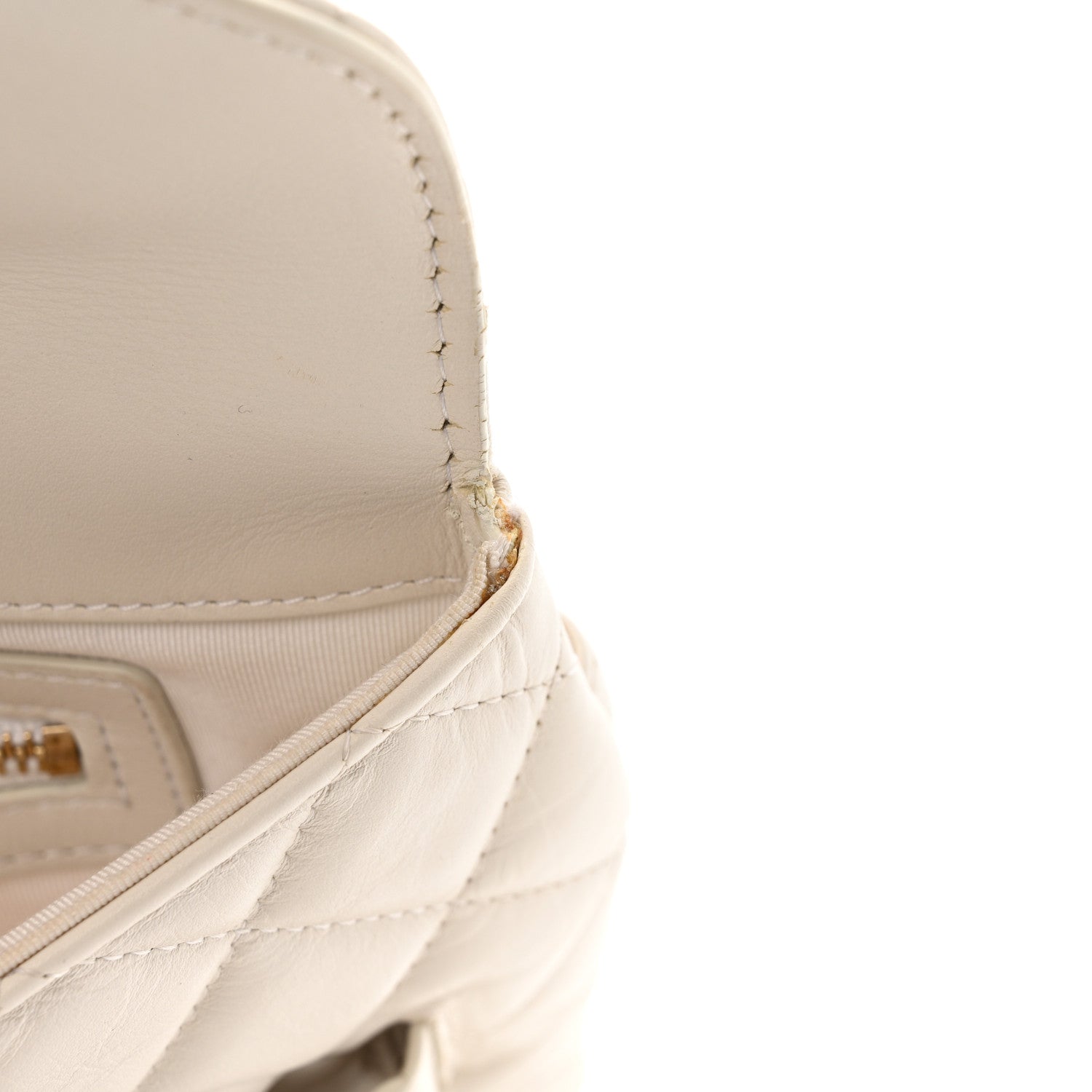 Calfskin Quilted Enchained Clutch White
