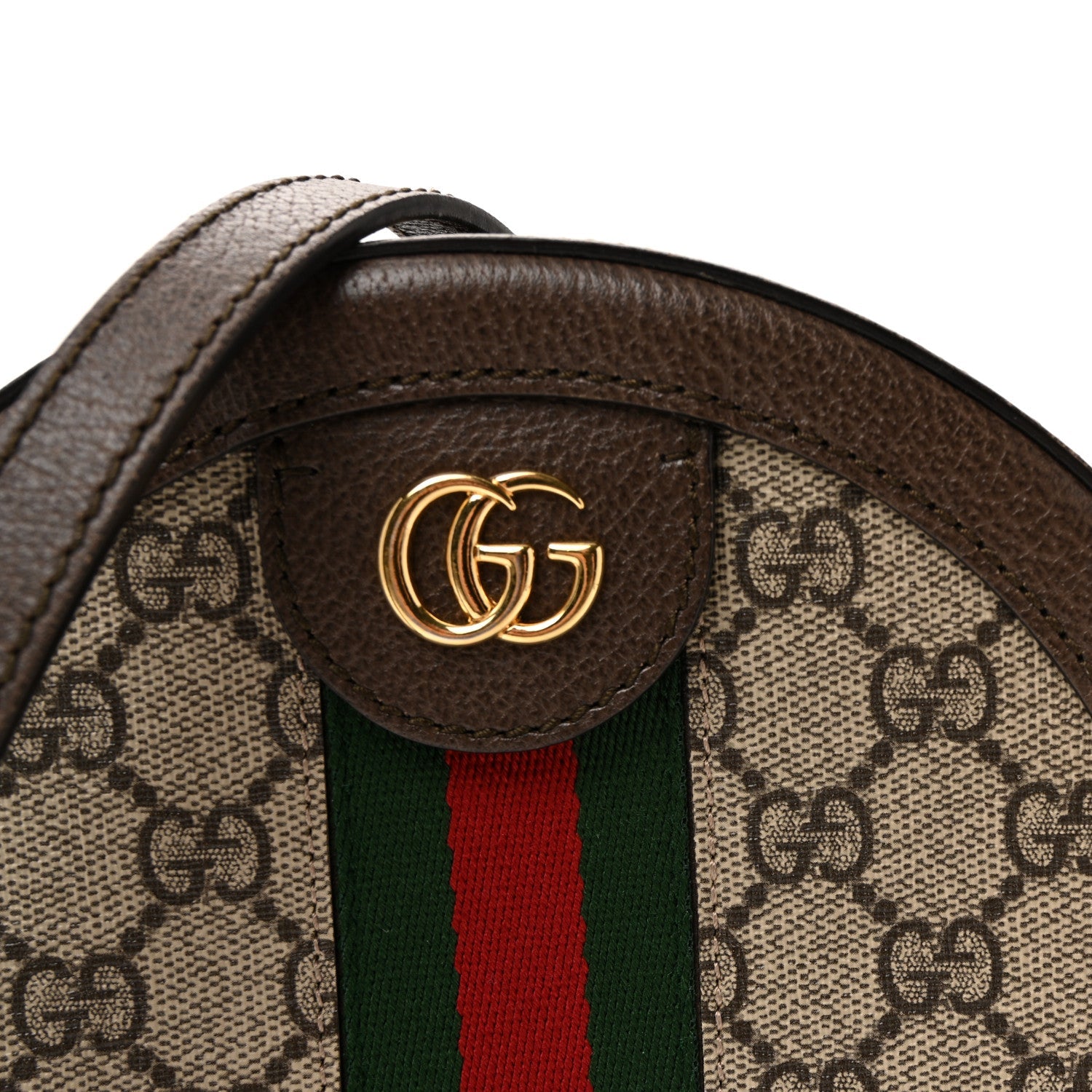 GG Supreme Monogram Web Mini Ophidia Round Shoulder Bag Brown