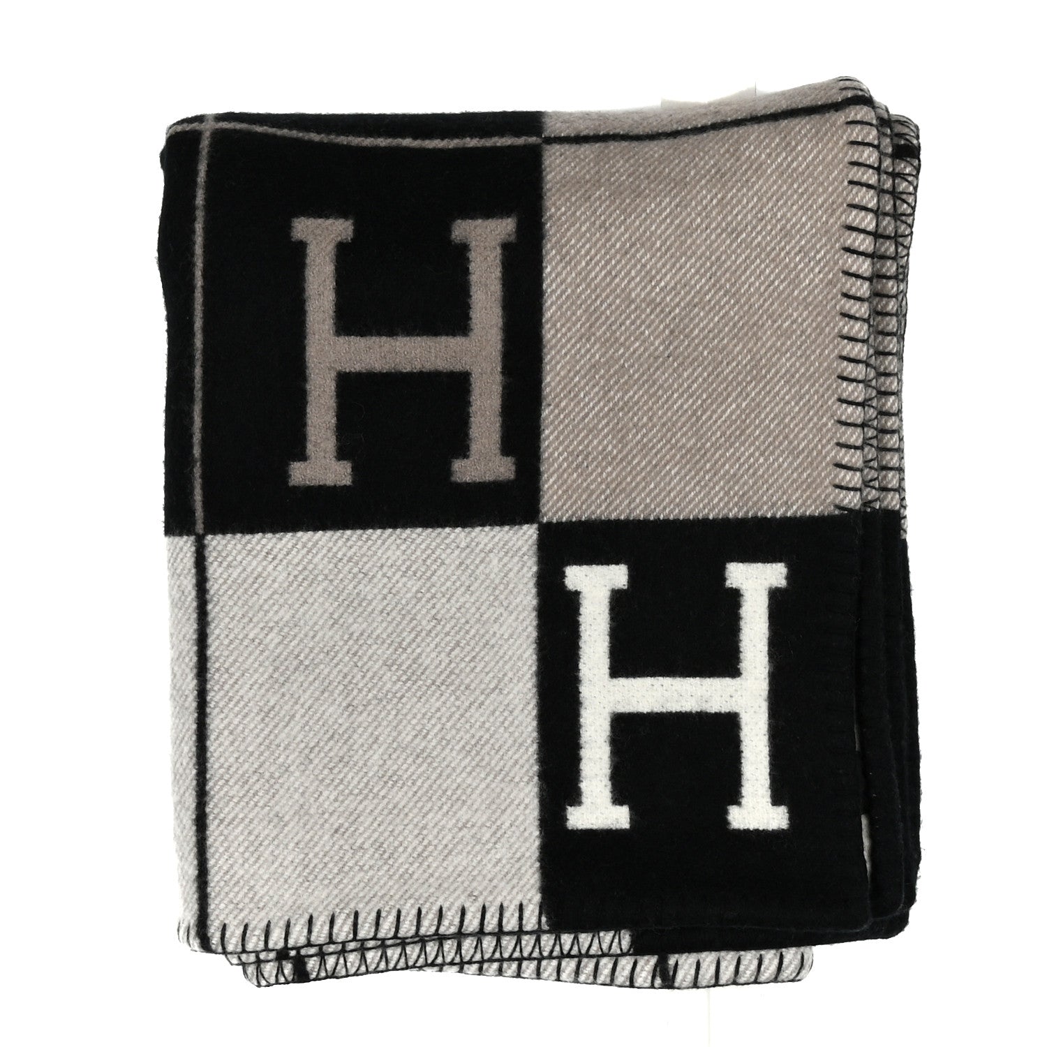 Wool Cashmere Avalon III Blanket Ecru Black