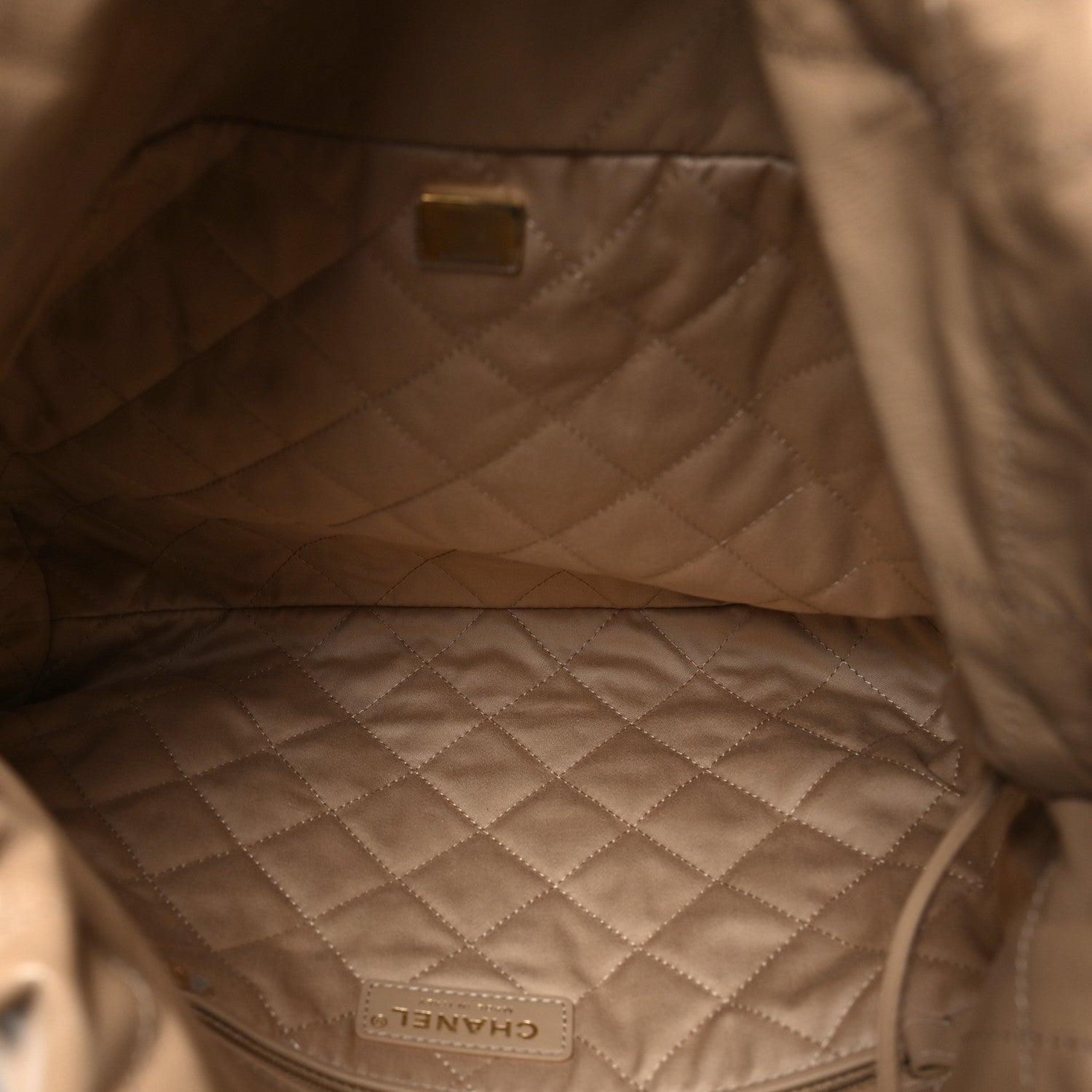 Shiny Calfskin Quilted Small Chanel 22 Beige