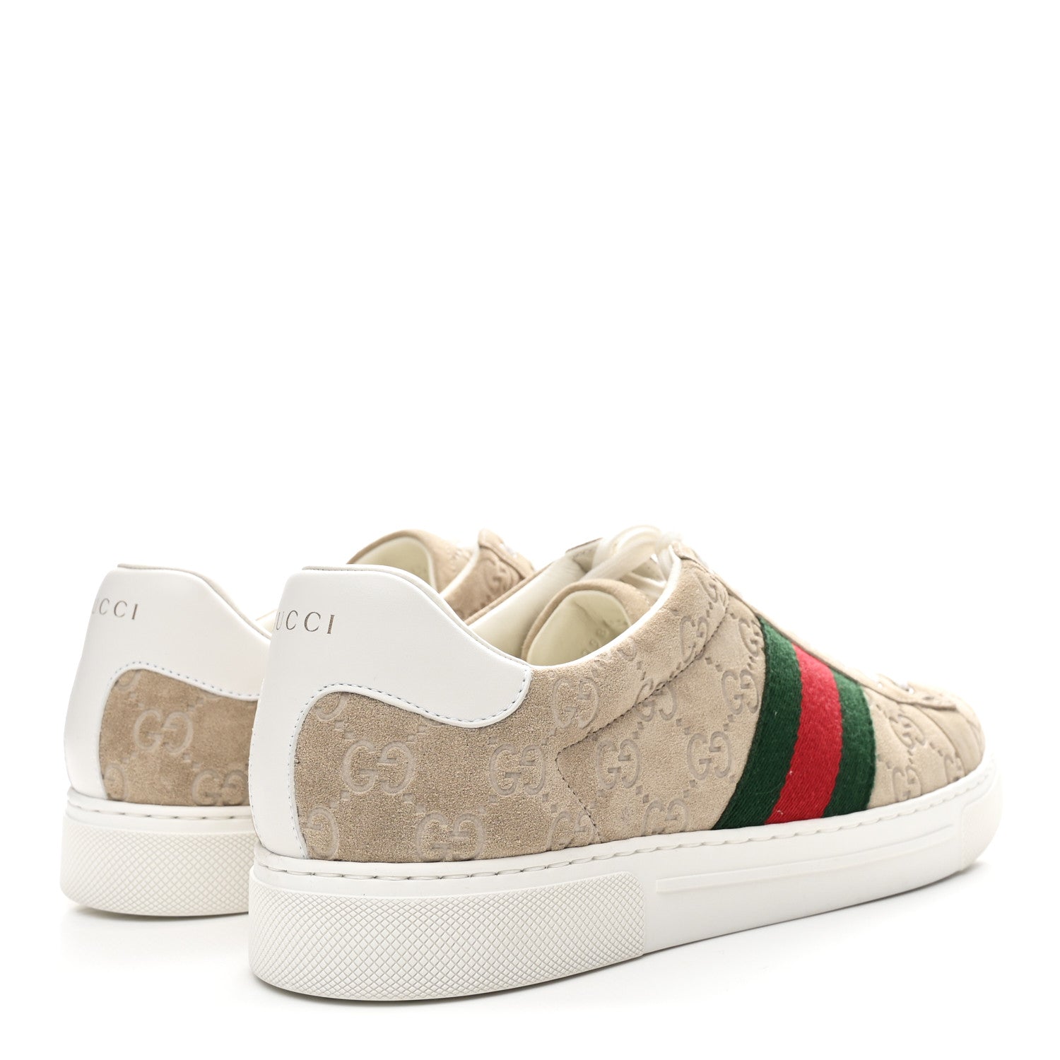GG Suede Monogram Web Mens Sneakers 9 Oatmeal Mystic White