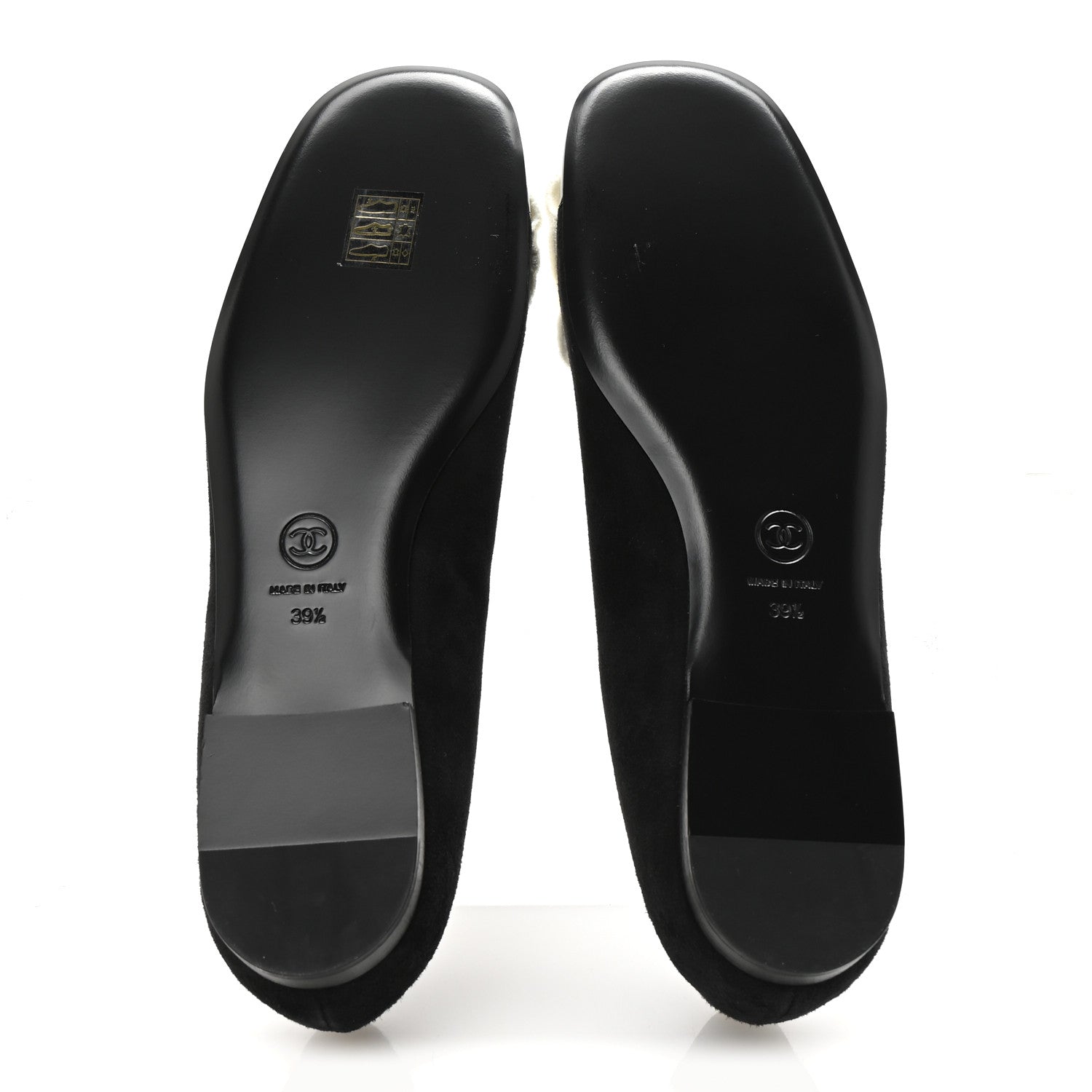 Suede Patent Cap Toe Camellia Ballerina Flats 39.5 Black White