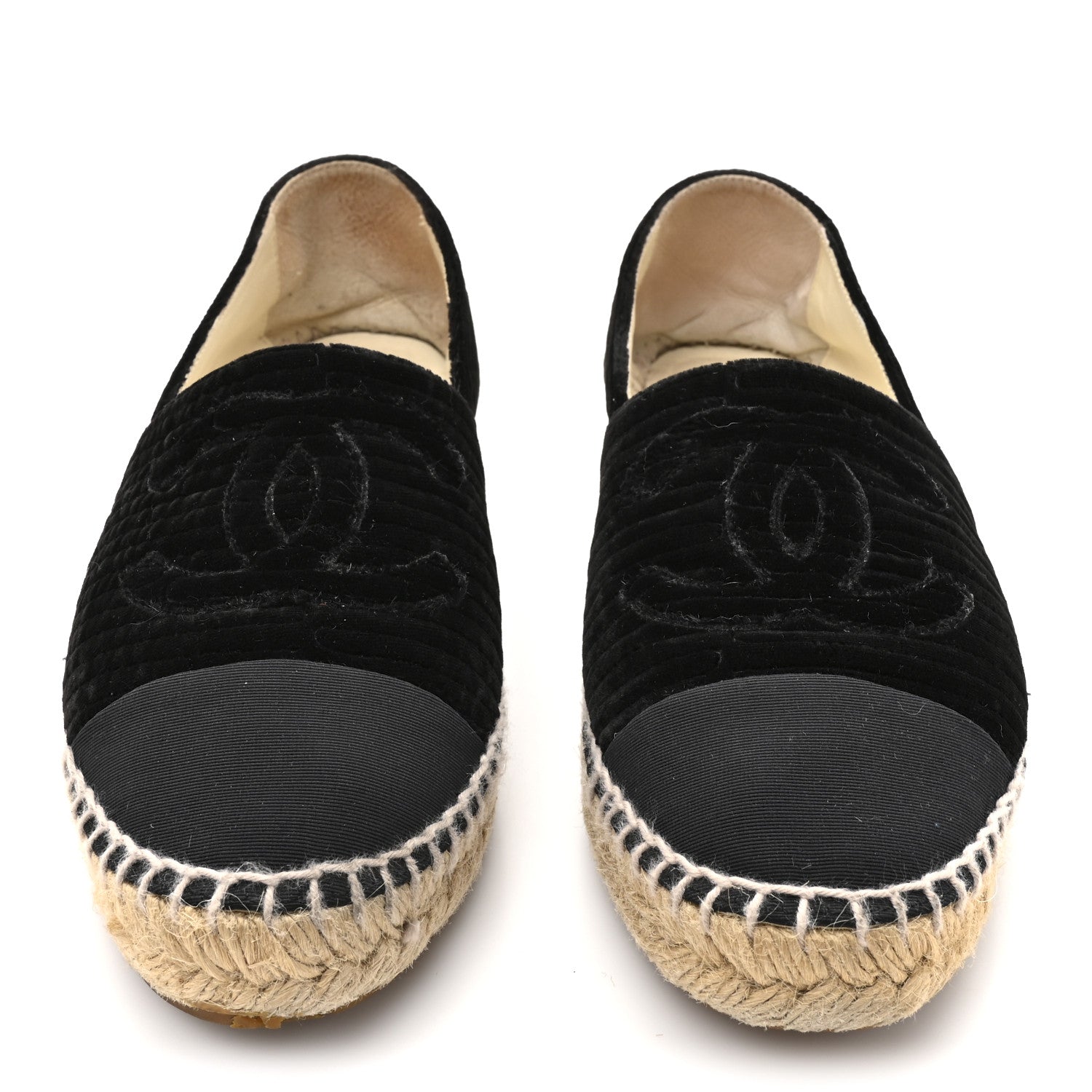 Velvet Grosgrain CC Espadrilles 38 Black