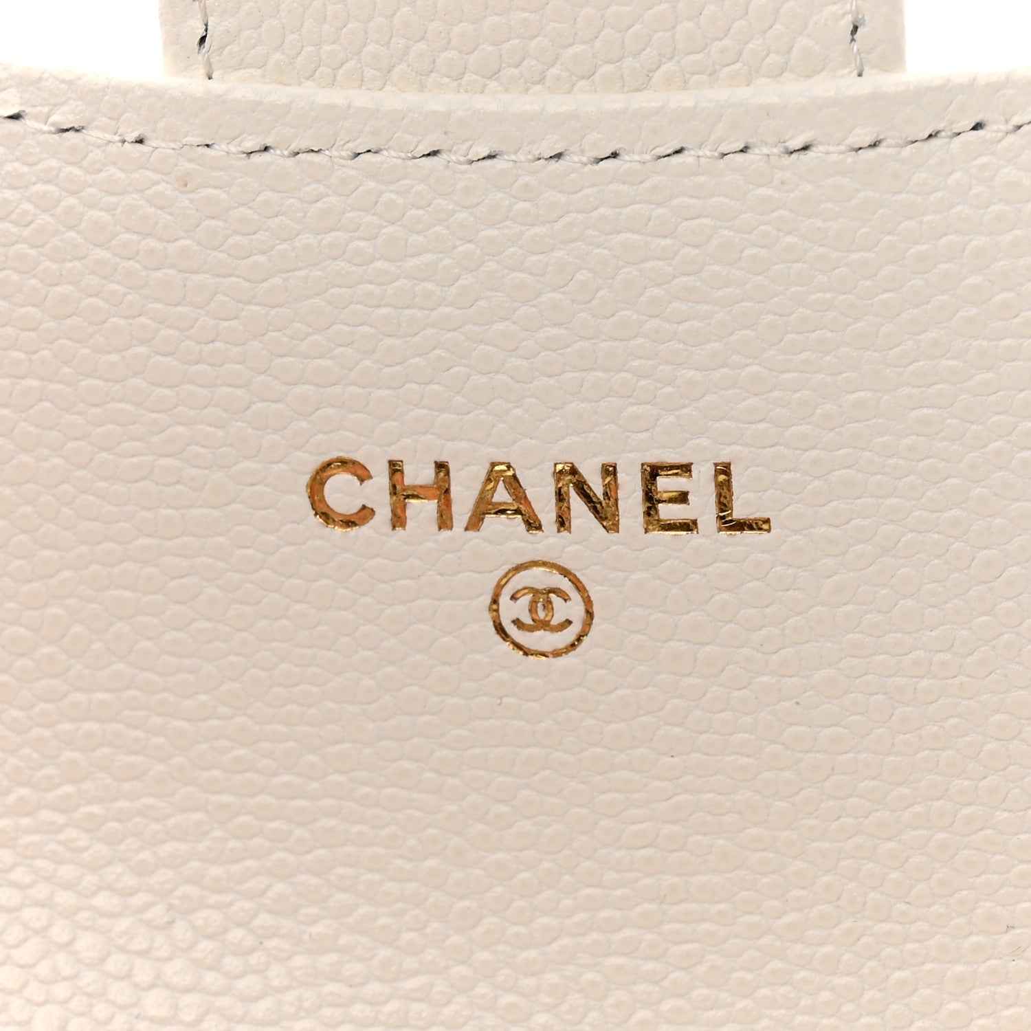 Caviar Quilted Flap Card Holder Wallet White