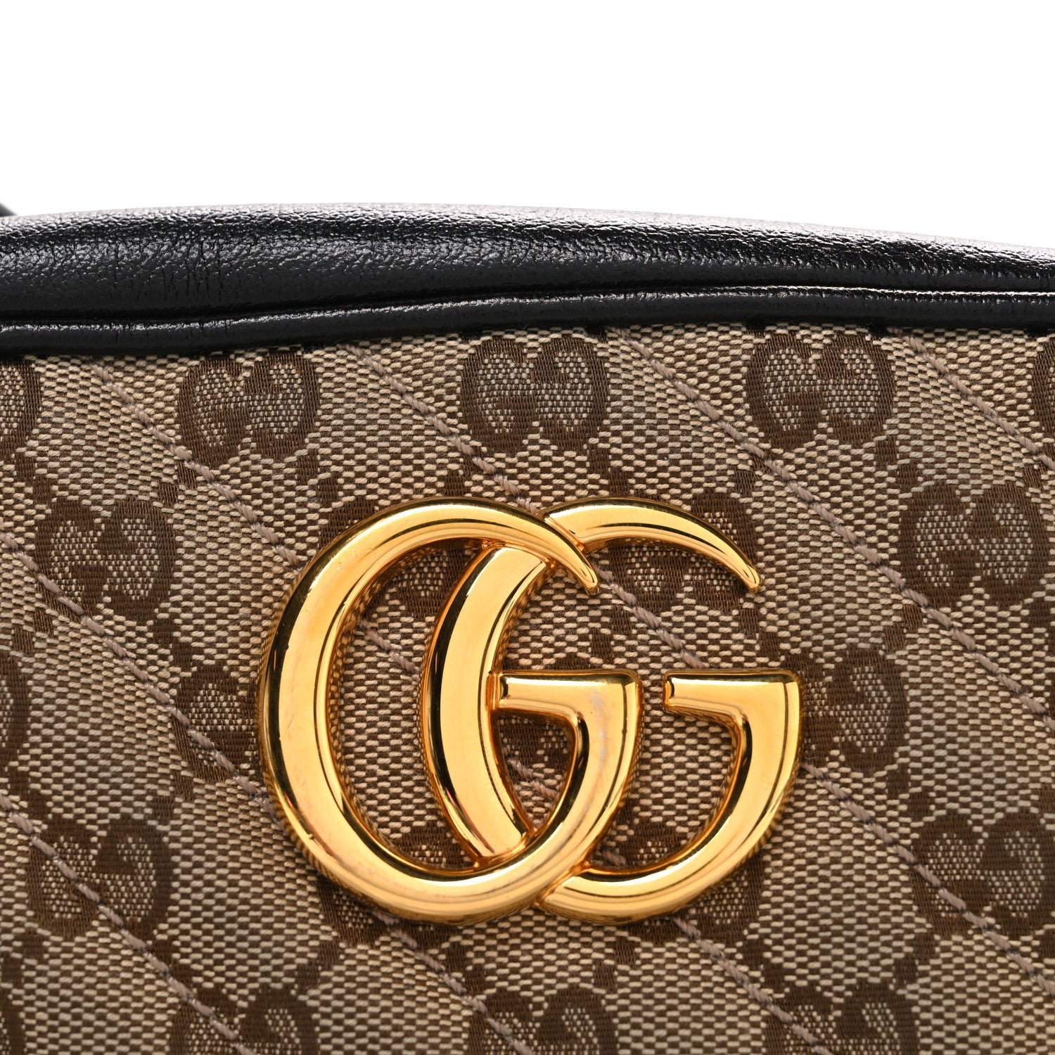 Monogram Matelasse Diagonal Small GG Marmont Chain Shoulder Bag Beige Black