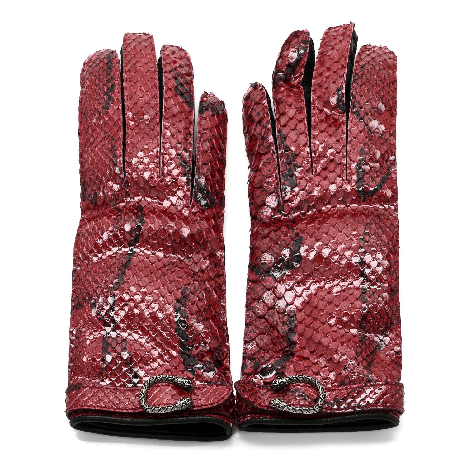 Snakeskin Lambskin Dionysus Gloves 6.5 Red