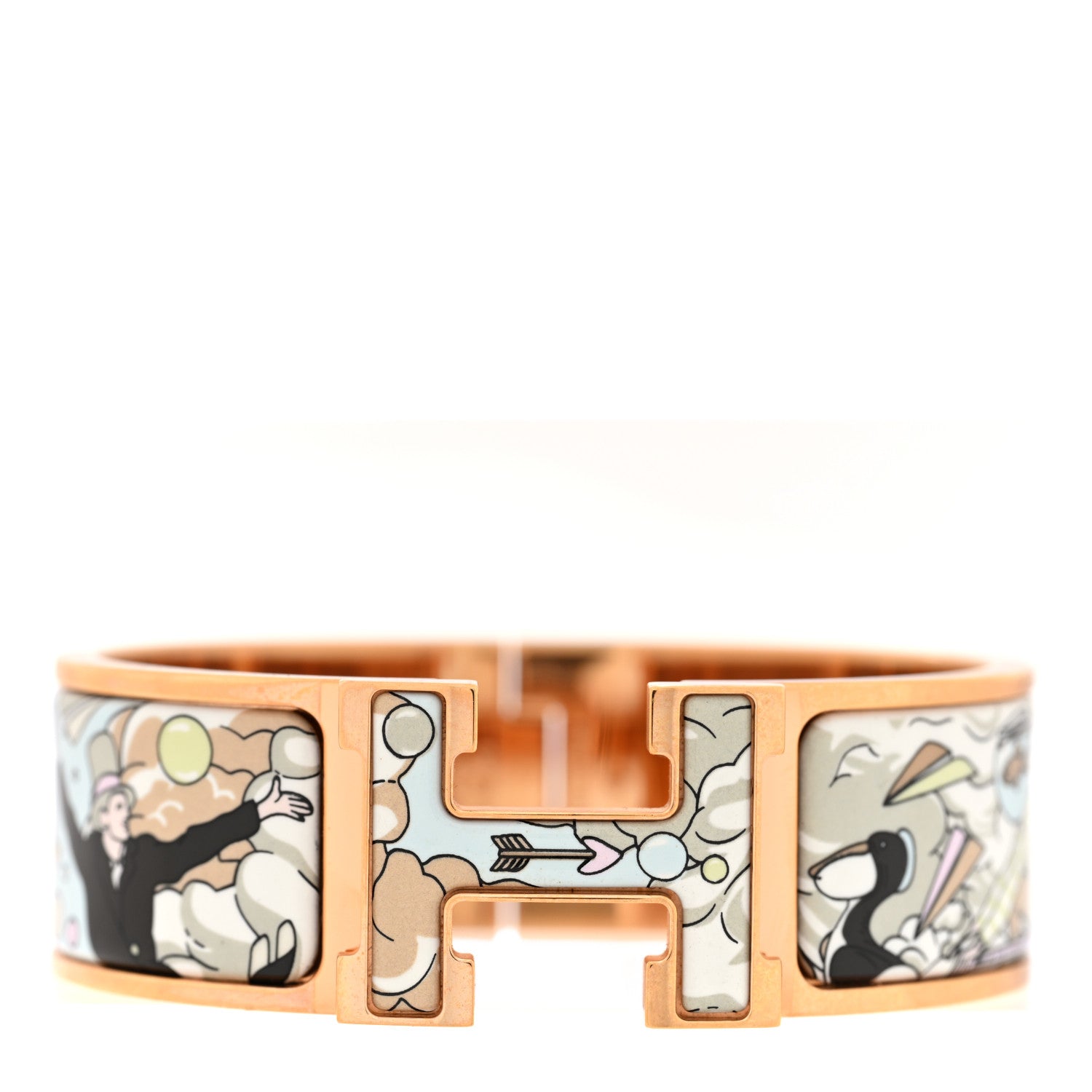 Enamel Wide Print Dans Les Nuages Clic Clac H Bracelet GM Songe Pastel