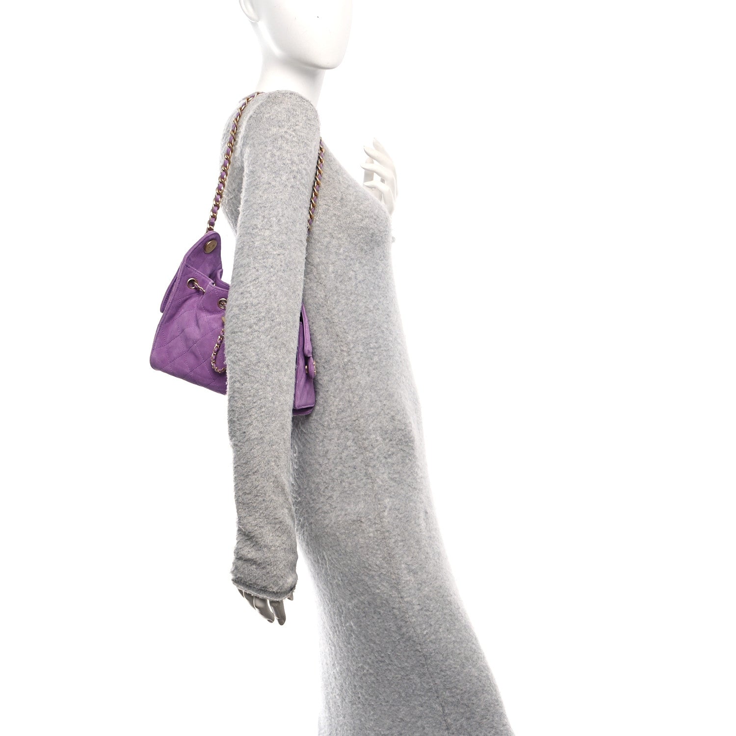 Suede Quilted Mini Chanel 25 Handbag Purple