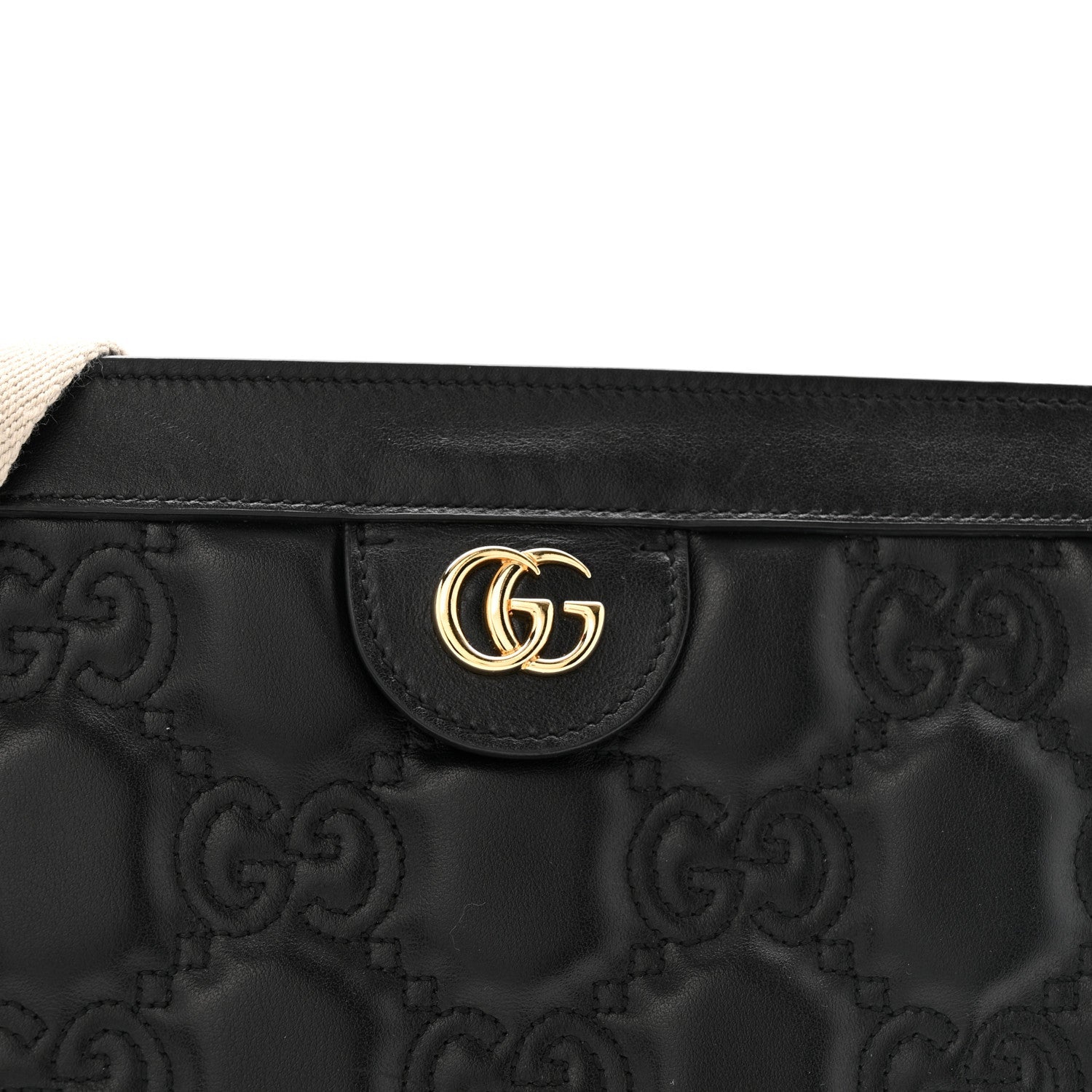 Calfskin GG Matelasse Small Slim Chain Shoulder Bag Black Natural