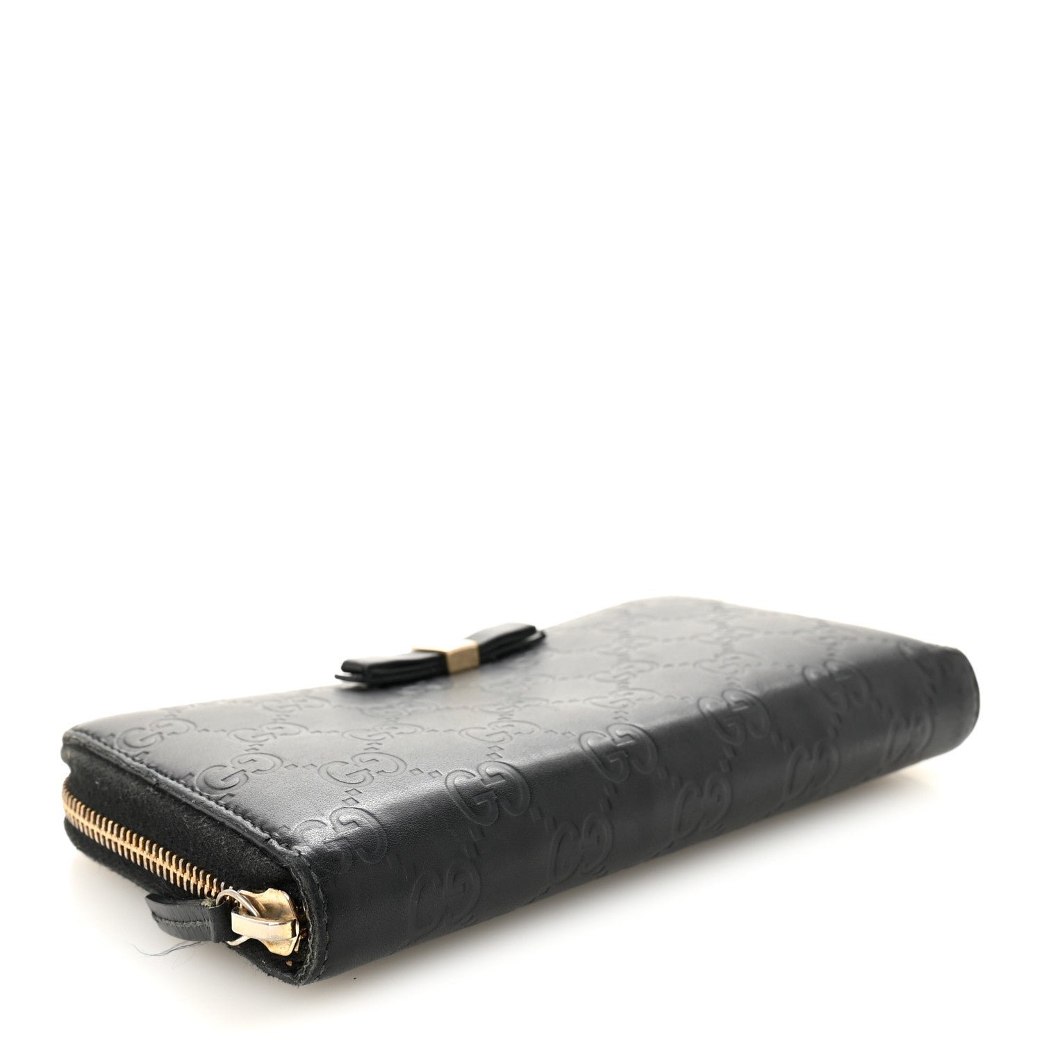 Guccissima Bow Zip Around Wallet Black