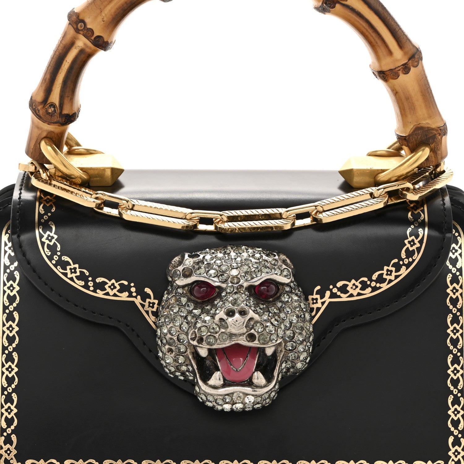 Calfskin Bamboo Mini Thiara Top Handle Bag Black