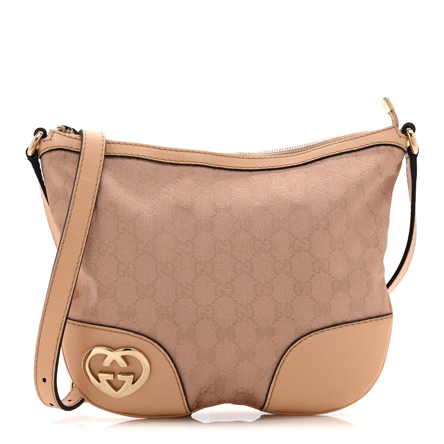 Metallic Monogram Small Lovely Heart Messenger Pink