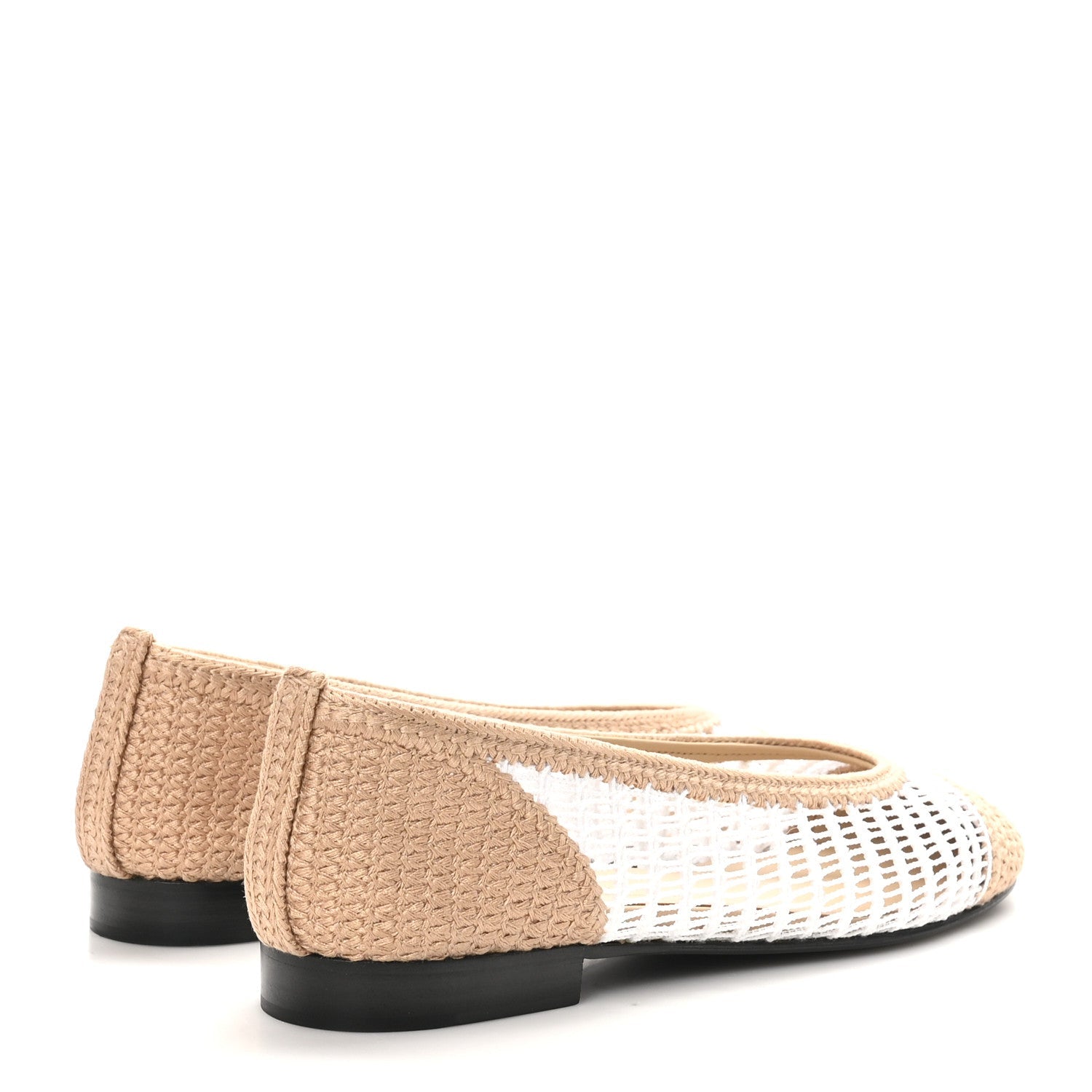 Raffia CC Cap Toe Ballerina Flats 36.5 White Beige