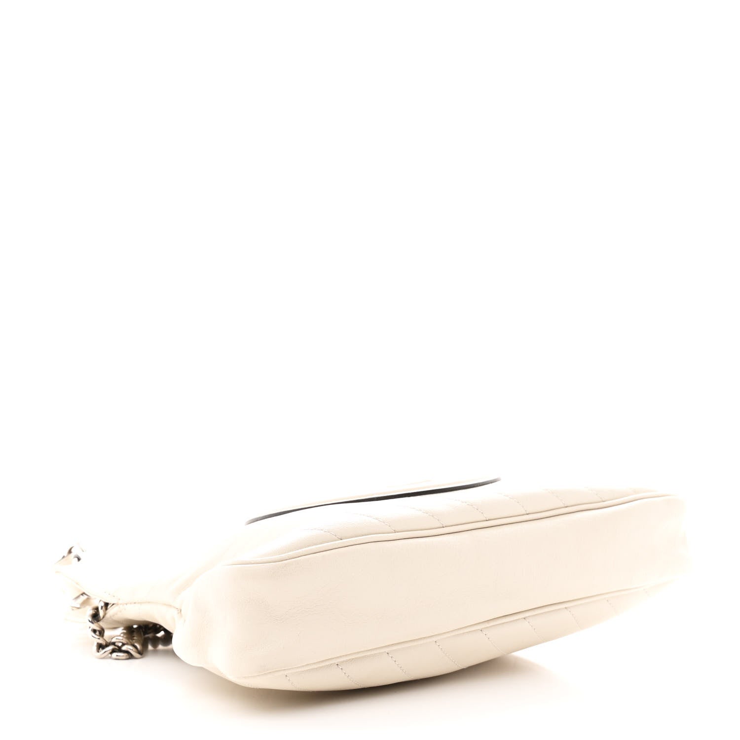 Sakai Be Green Calfskin Diagonal Stitched Small Blondie Tote Mystic White