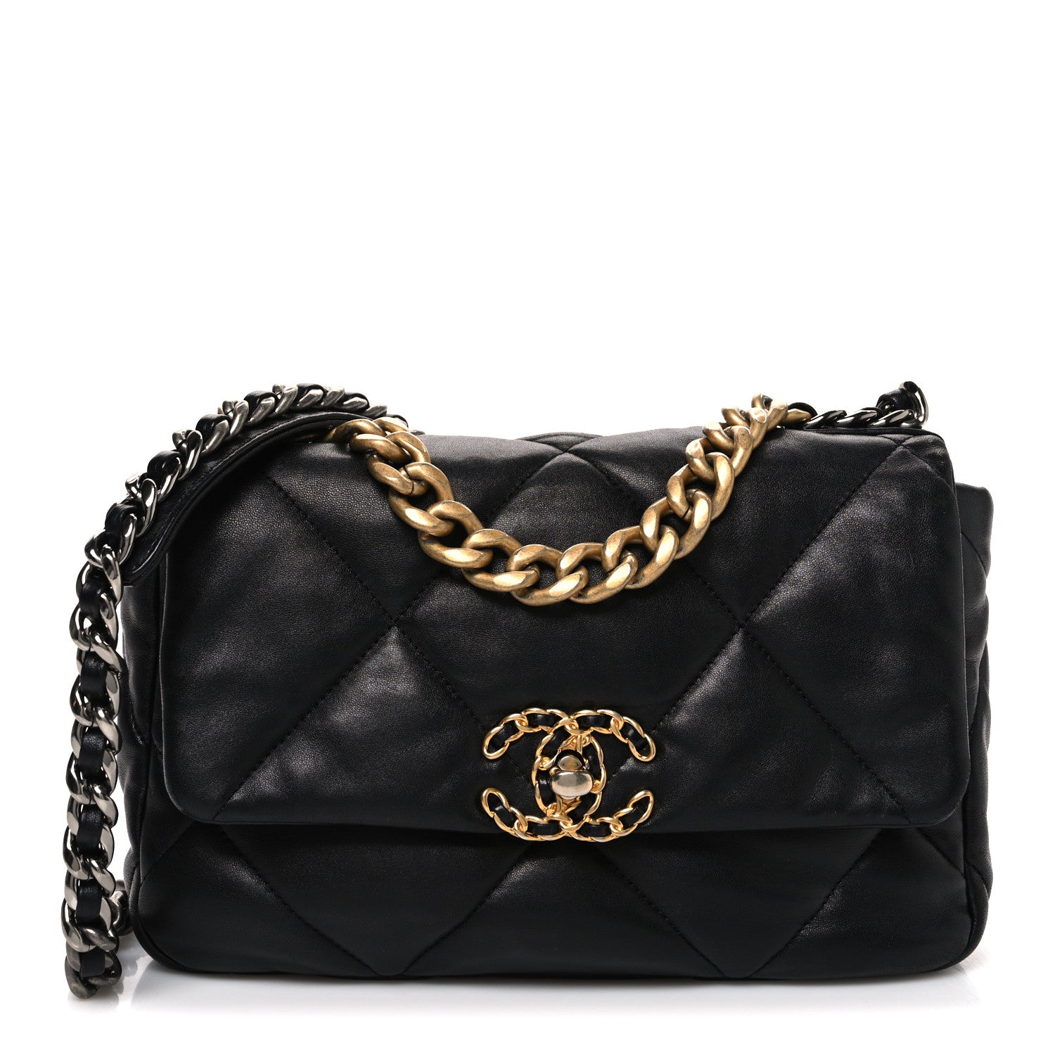 Lambskin Quilted Medium Chanel 19 Flap Black