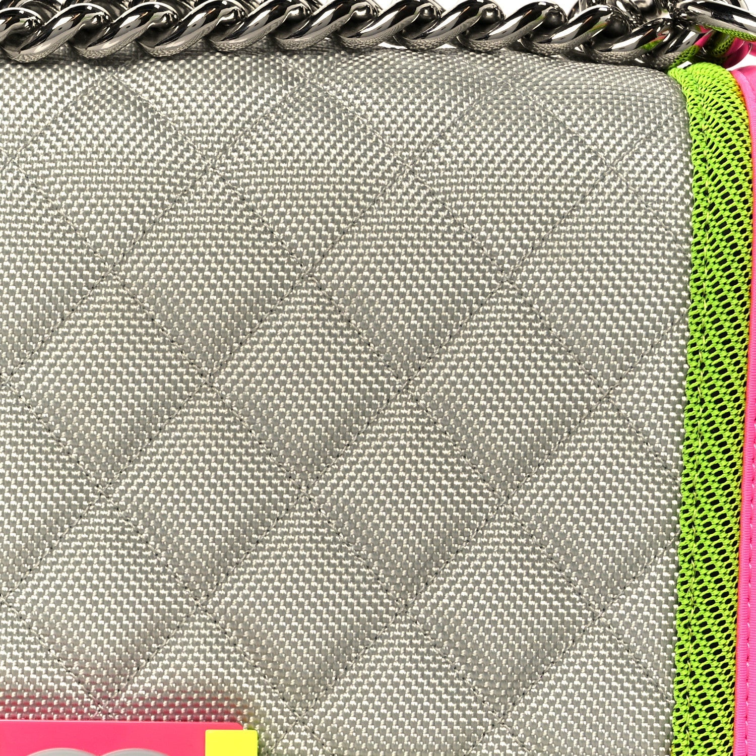 Canvas Quilted Medium Fluo Boy Flap Dark Grey Fuchsia Green