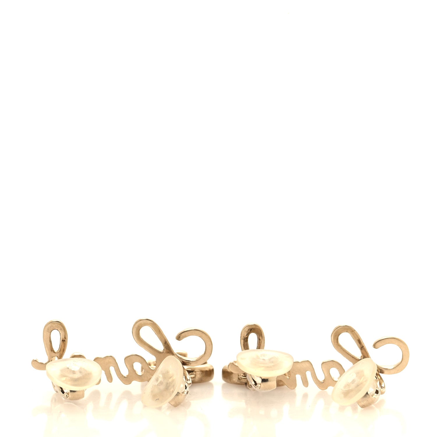Metal Logo CC Turnlock Clip On Earrings Gold