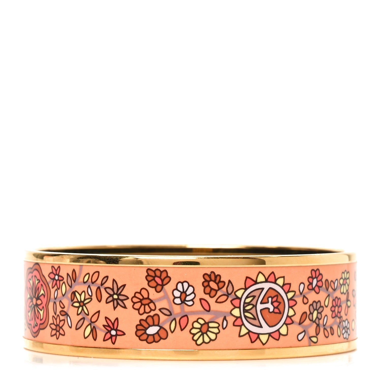 Enamel Printed Wide L'Arbre De Vie Bracelet 65 Orange