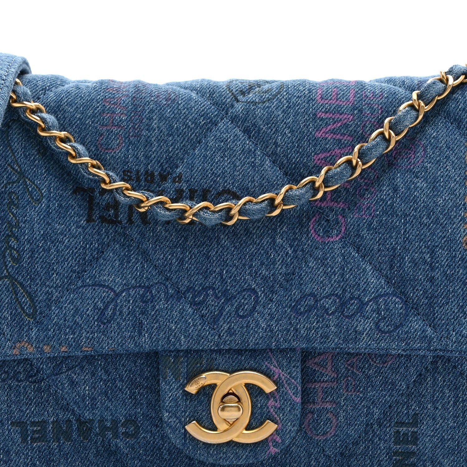 Denim Quilted Denim Large Mood Flap Blue Multicolor