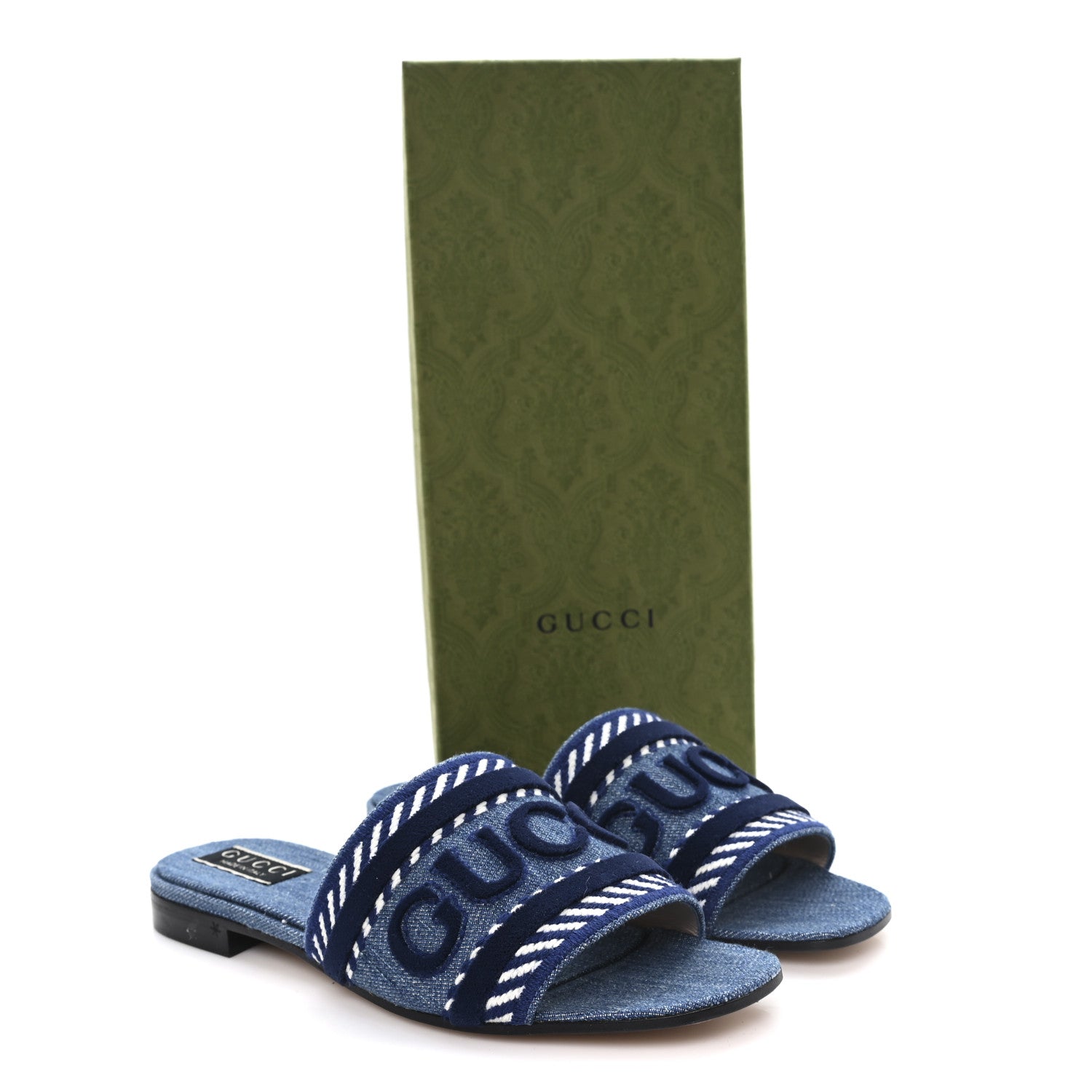 Plain Spain Denim Logo Slide Sandals 37.5 Light Blue