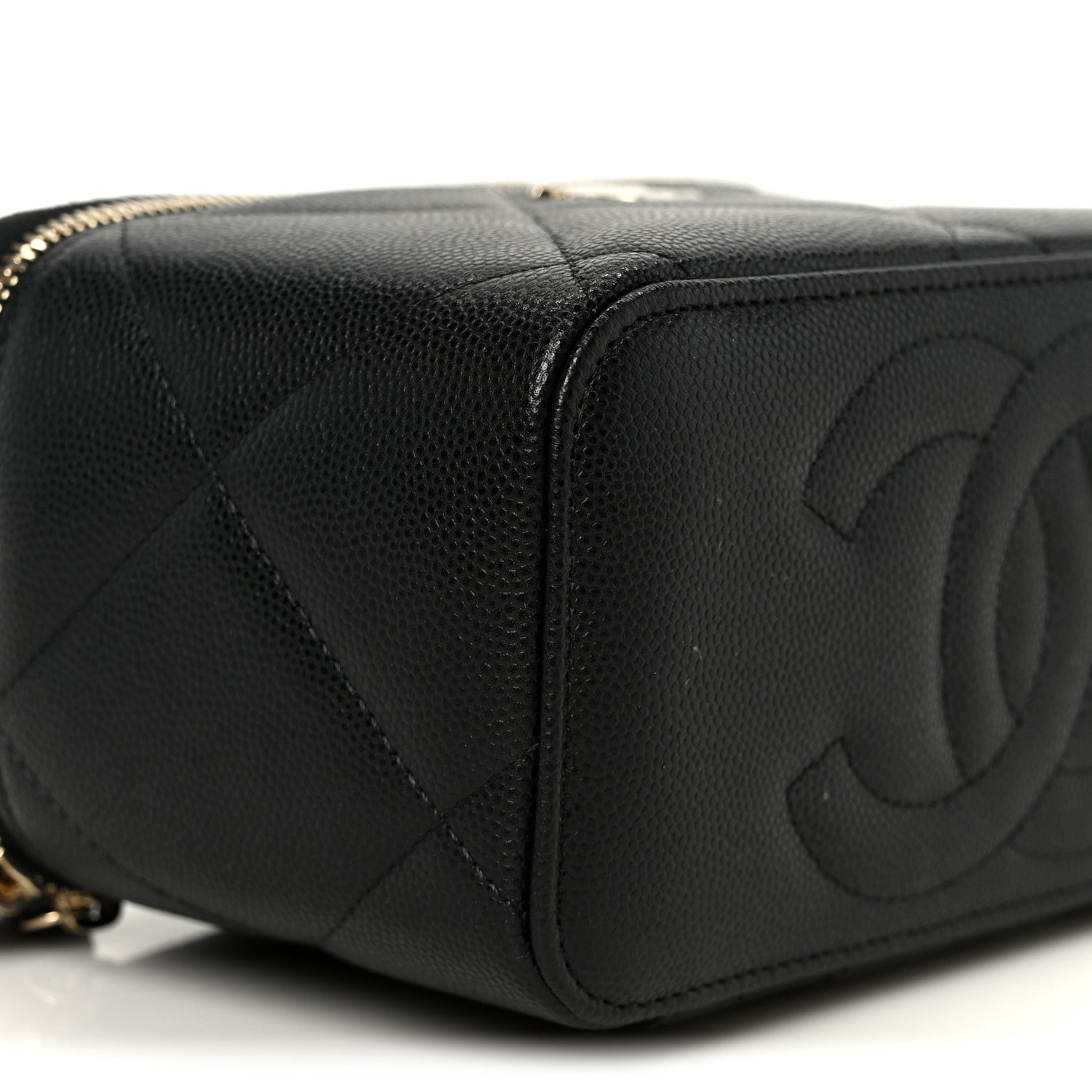 Caviar Quilted Top Handle Long Vanity Black