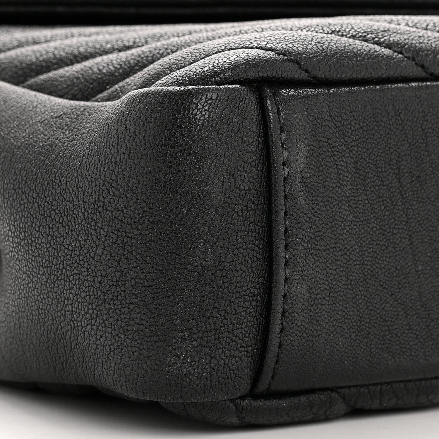 Sheepskin Matelasse Chevron Monogram Medium College Bag Black