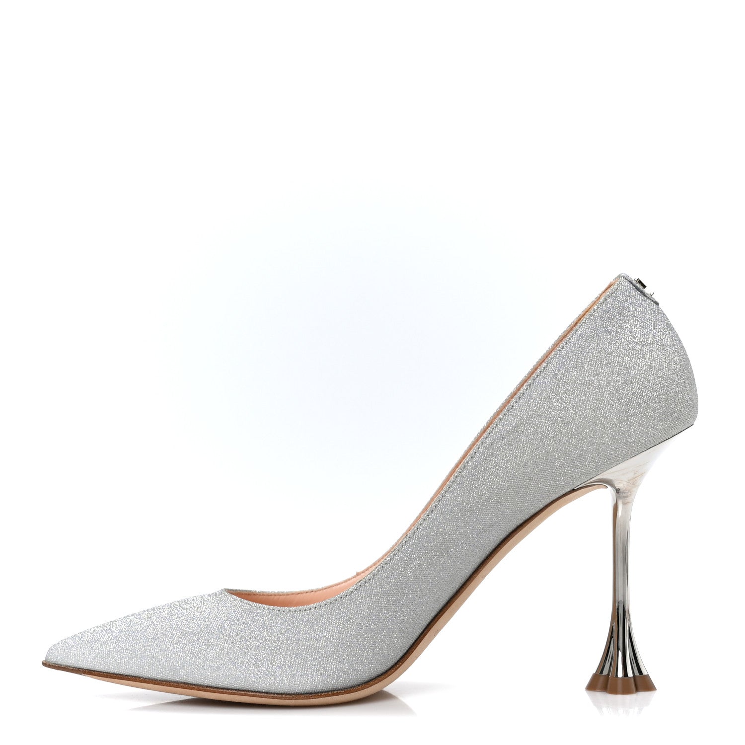 Glitter Fabric Blossom Pumps 37 Silver
